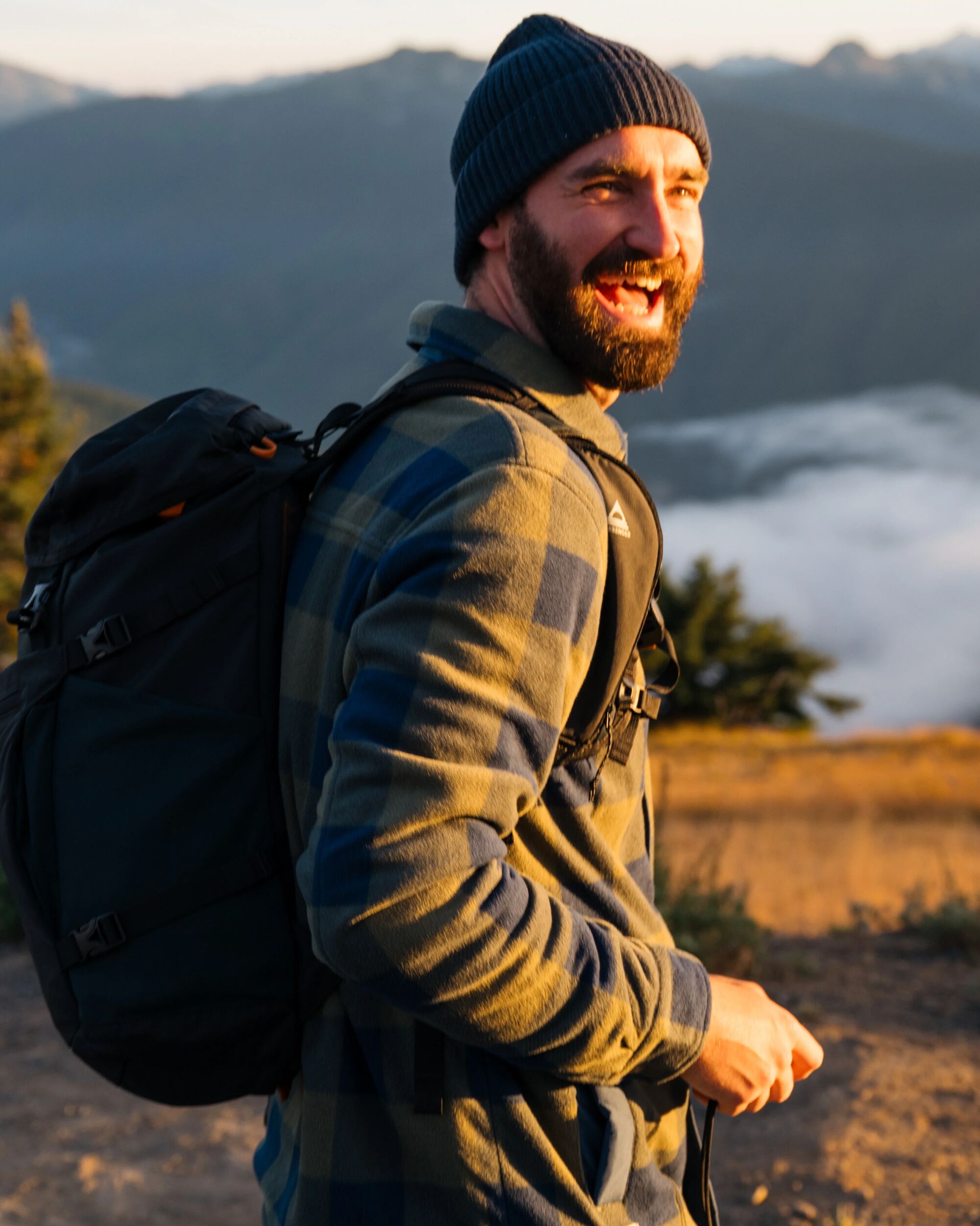 Firelight Sherpa Lined Overshirt - Dusty Olive/Dark Denim Check - Lifestyle