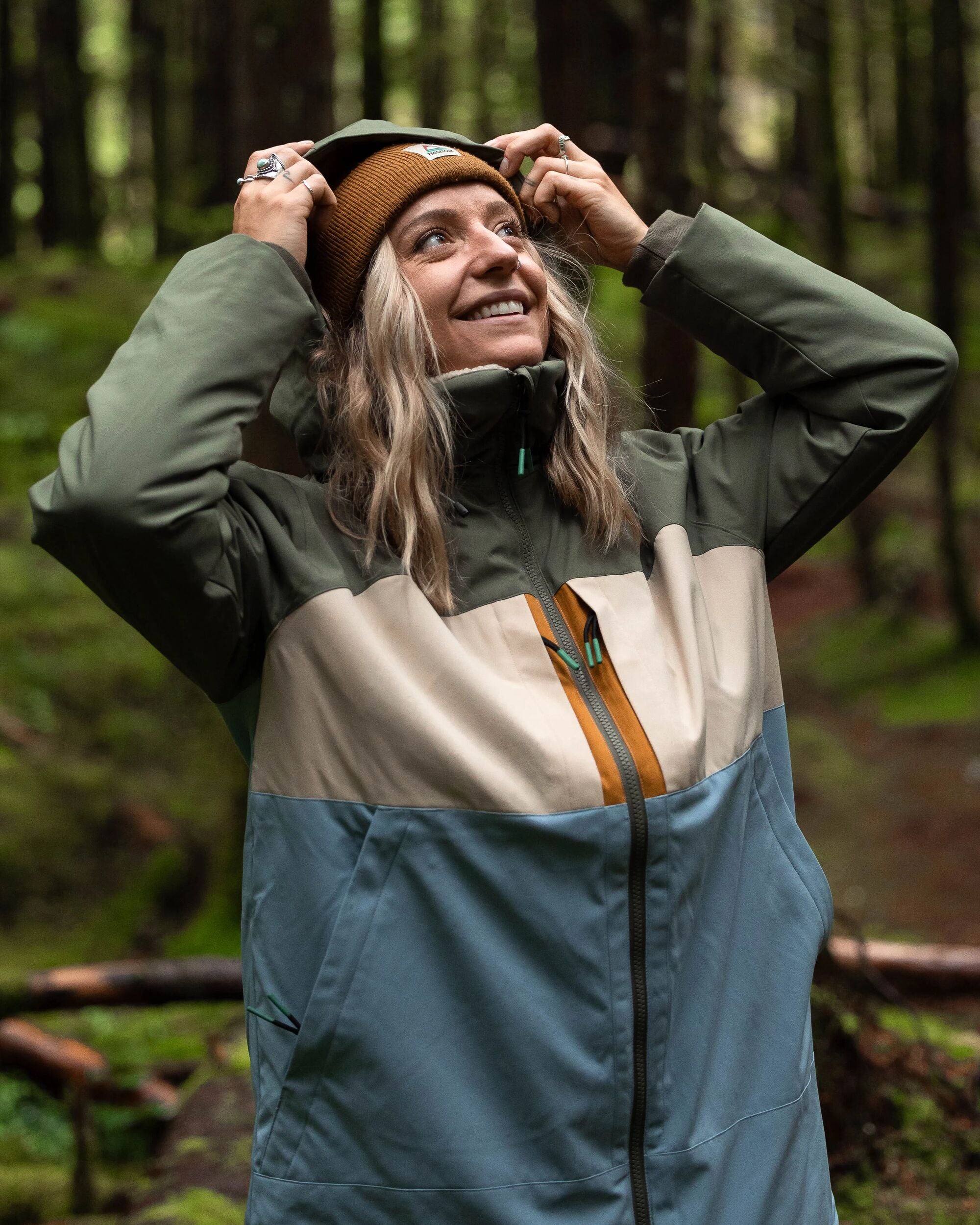 Lumi Colour Block Parka - Faded Denim - Lifestyle