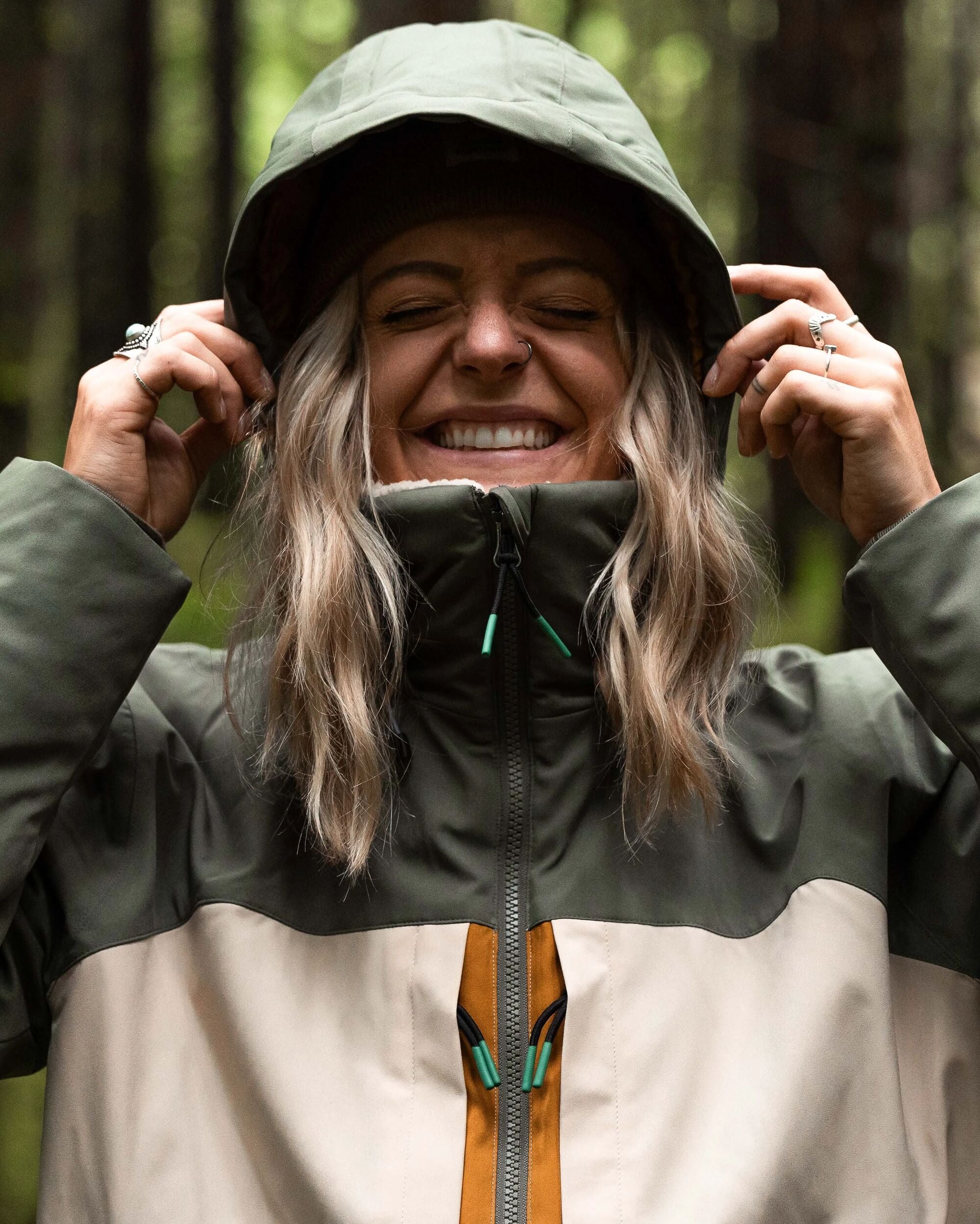 Lumi Colour Block Parka - Faded Denim - Lifestyle