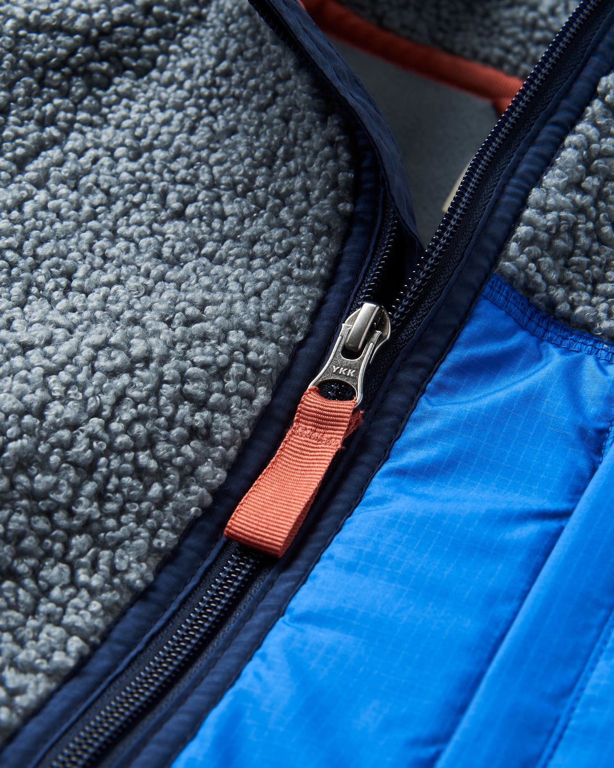 Born Explorer Recycled Polar-Lined Sherpa Fleece - Rich Navy/Storm Grey - Flatlay