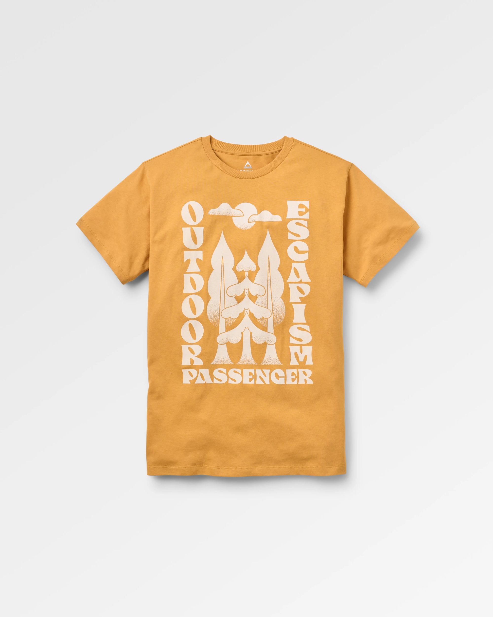 Tall Pines Women's Recycled Cotton T-shirt - Spruce Yellow - Flatlay
