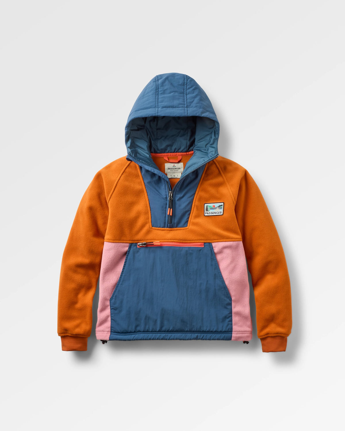 Alexander Hooded Polar Fleece - Dark Denim/Sunset Orange - Flatlay