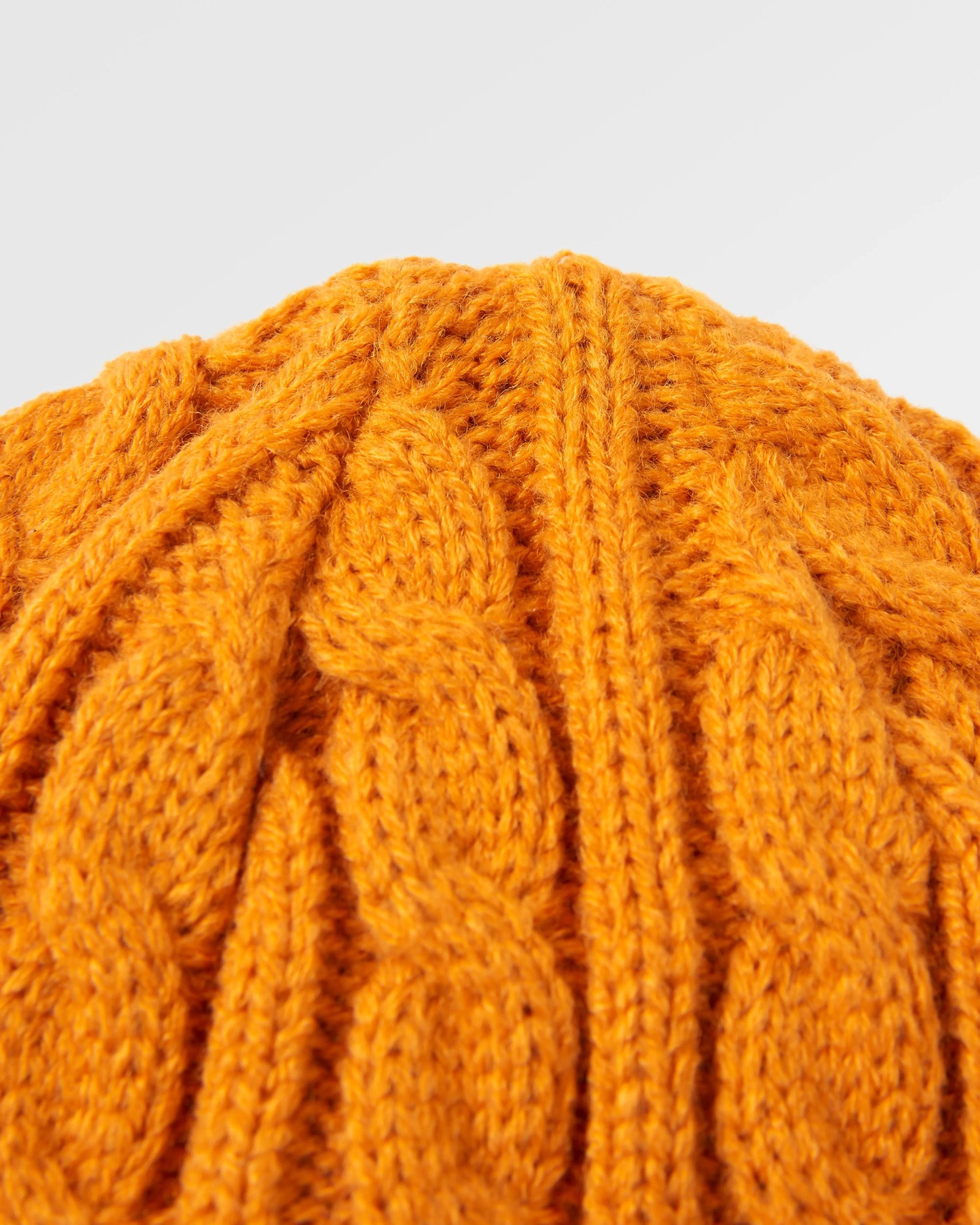 Fireside Recycled Cable Knit Beanie - Sunrise Orange - Flatlay