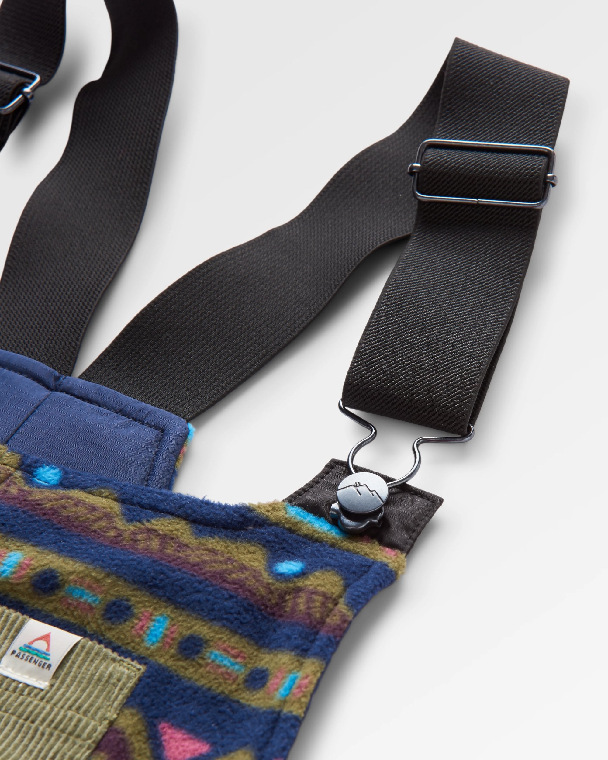 Ace Recycled Polar Fleece Dungarees - Mountain Geo Multi - Flatlay