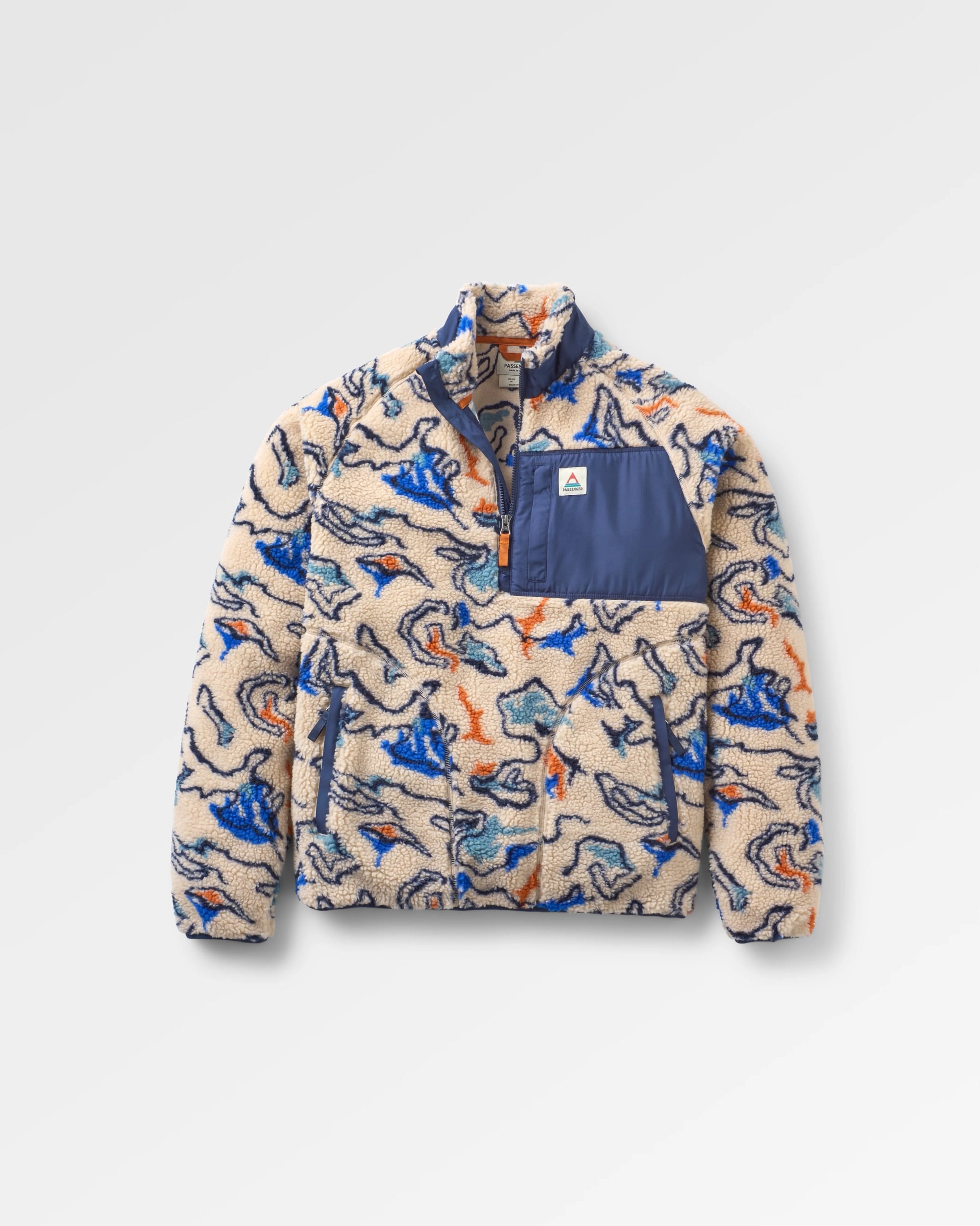 Offroad Recycled Sherpa 1/2 Zip Fleece - Abstract Strata Multi - Flatlay