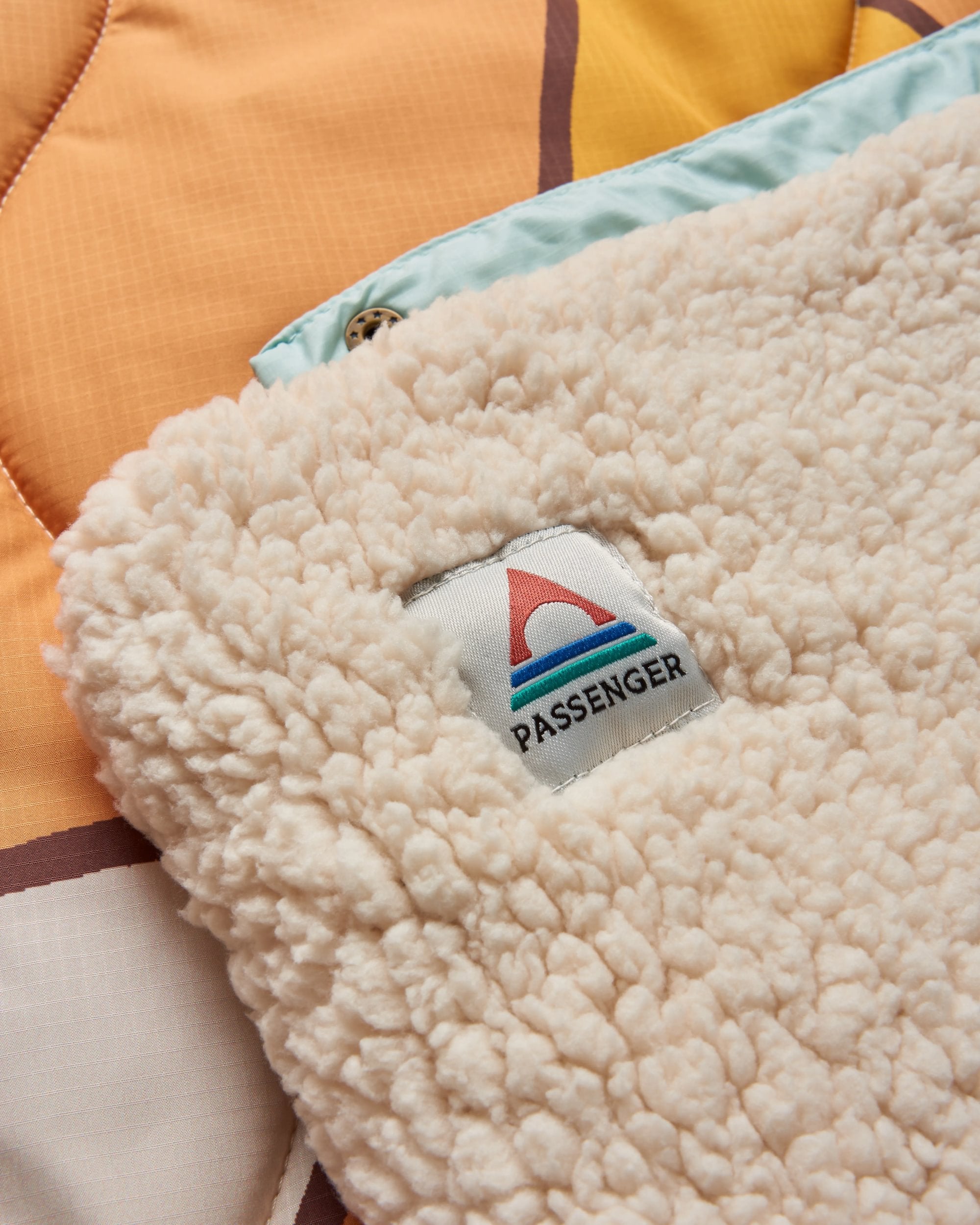 Cabin Recycled Sherpa Blanket - Seasonal Graphic/ Birch - Flatlay