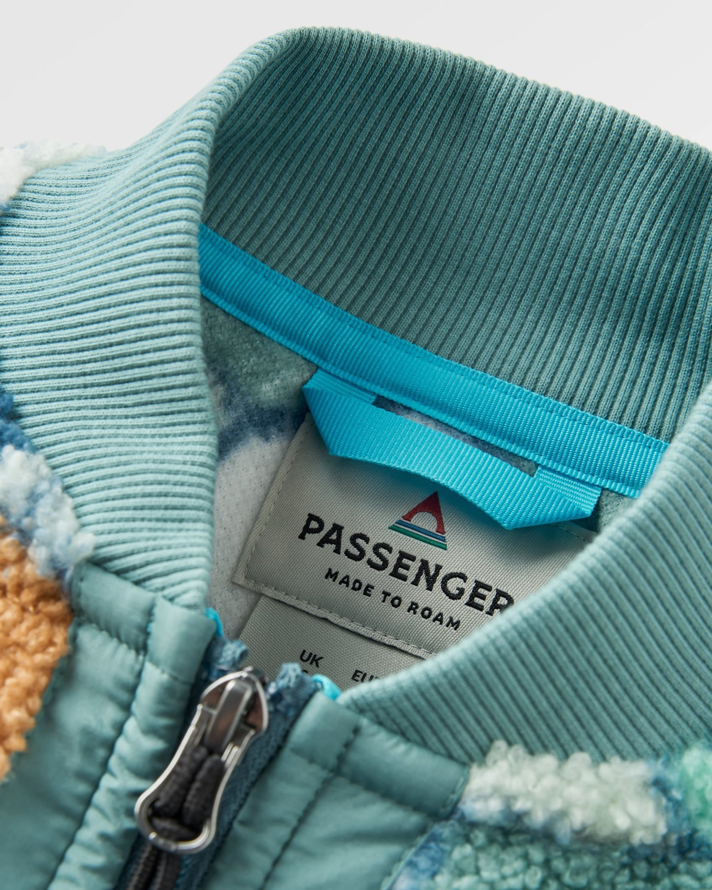 Lucia Recycled Sherpa Fleece - Vintage Floral Aqua - Flatlay