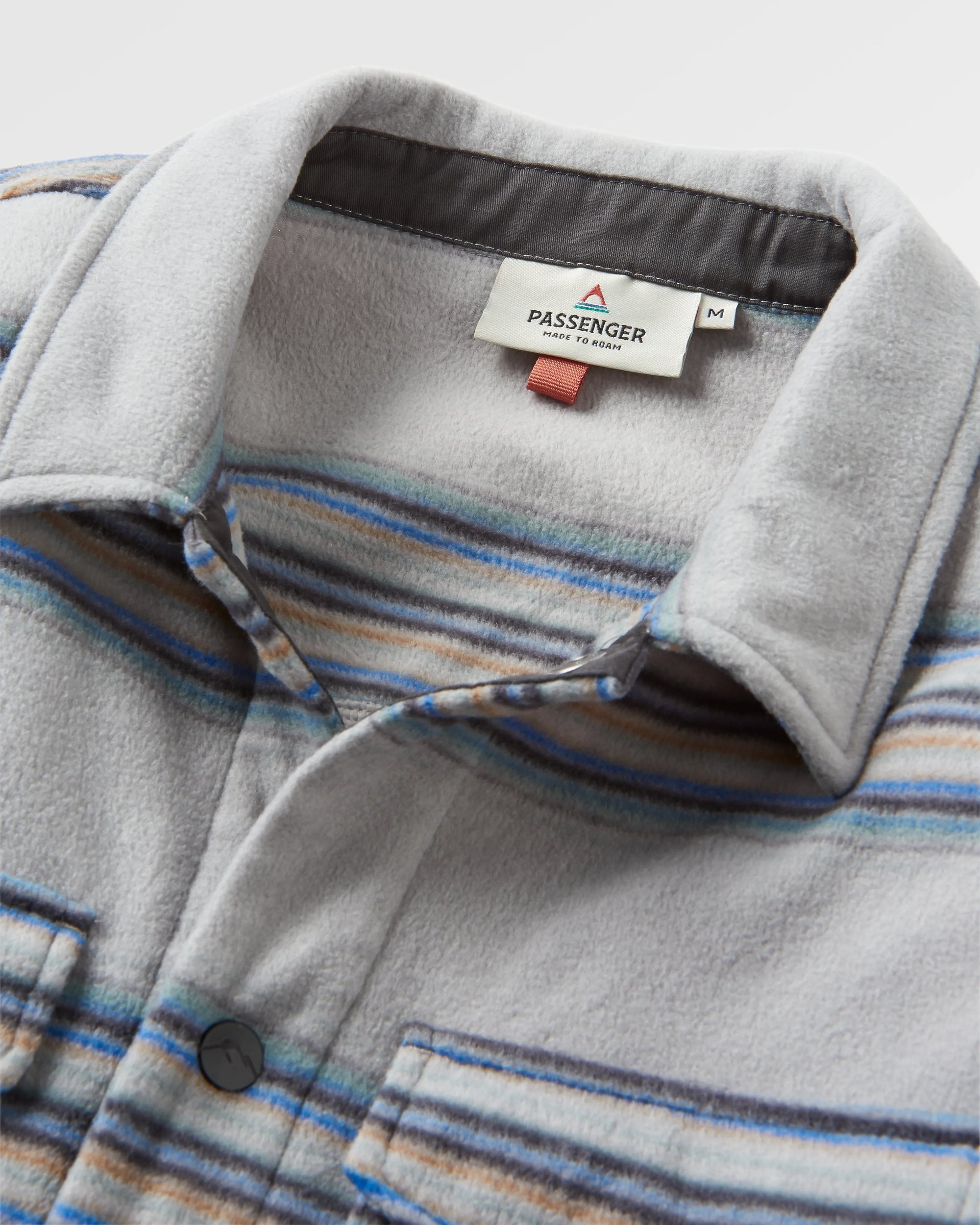 Maple Recycled Polar Fleece Shirt - Steel Grey Stripe - Flatlay