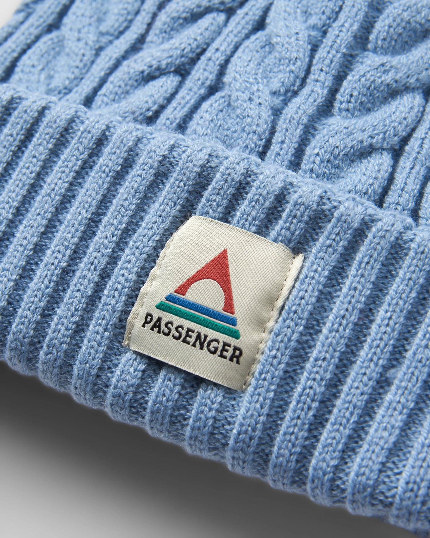 Fireside Recycled Cable Knit Beanie - Faded Denim - Flatlay