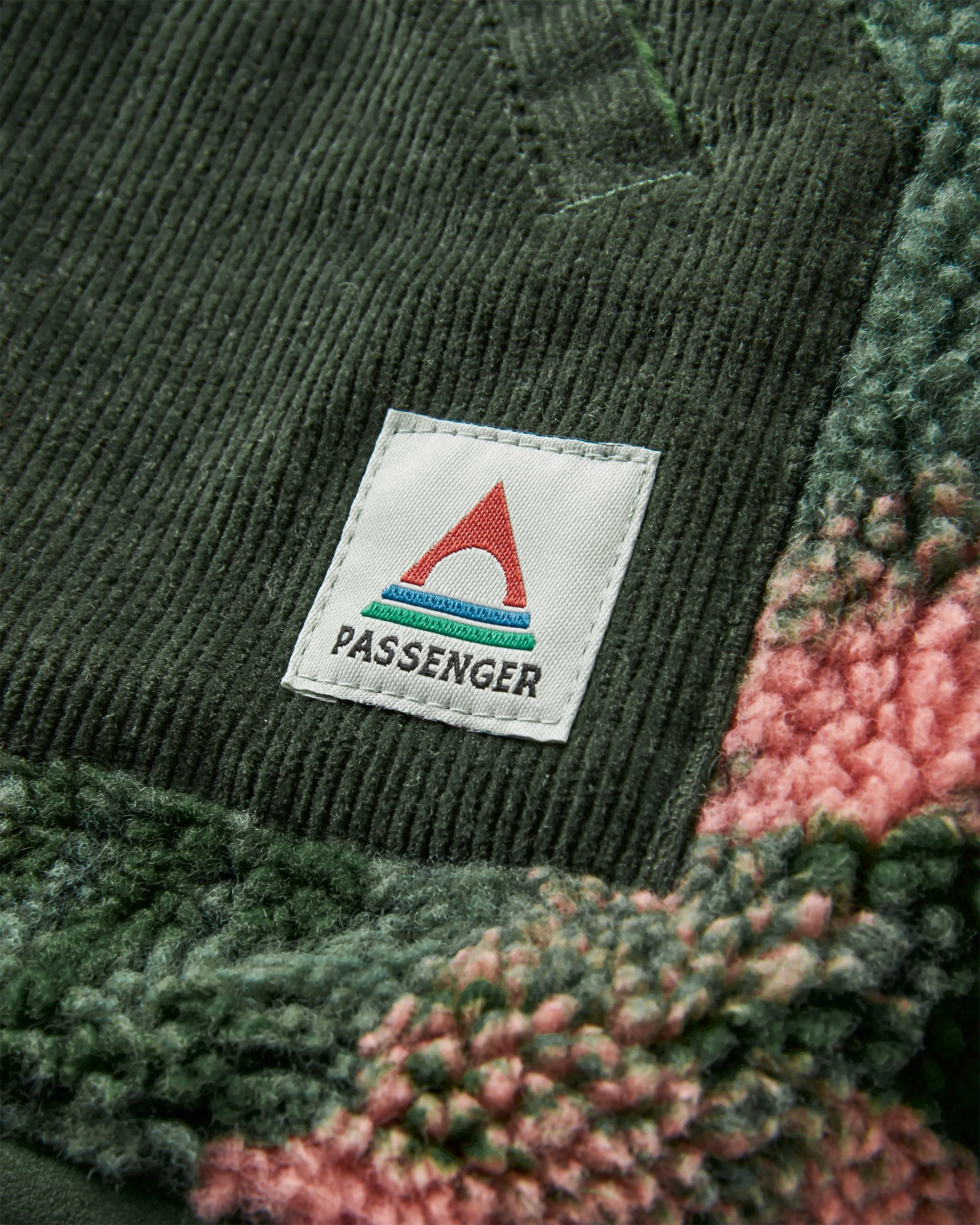 Clover Recycled Cotton-Lined Sherpa Fleece - Abstract Mountain Fir Tree - Flatlay