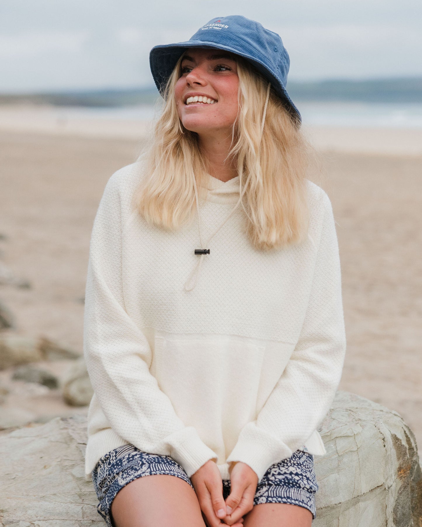 Cove Organic Cotton Knitted Hoodie - Off White - Lifestyle