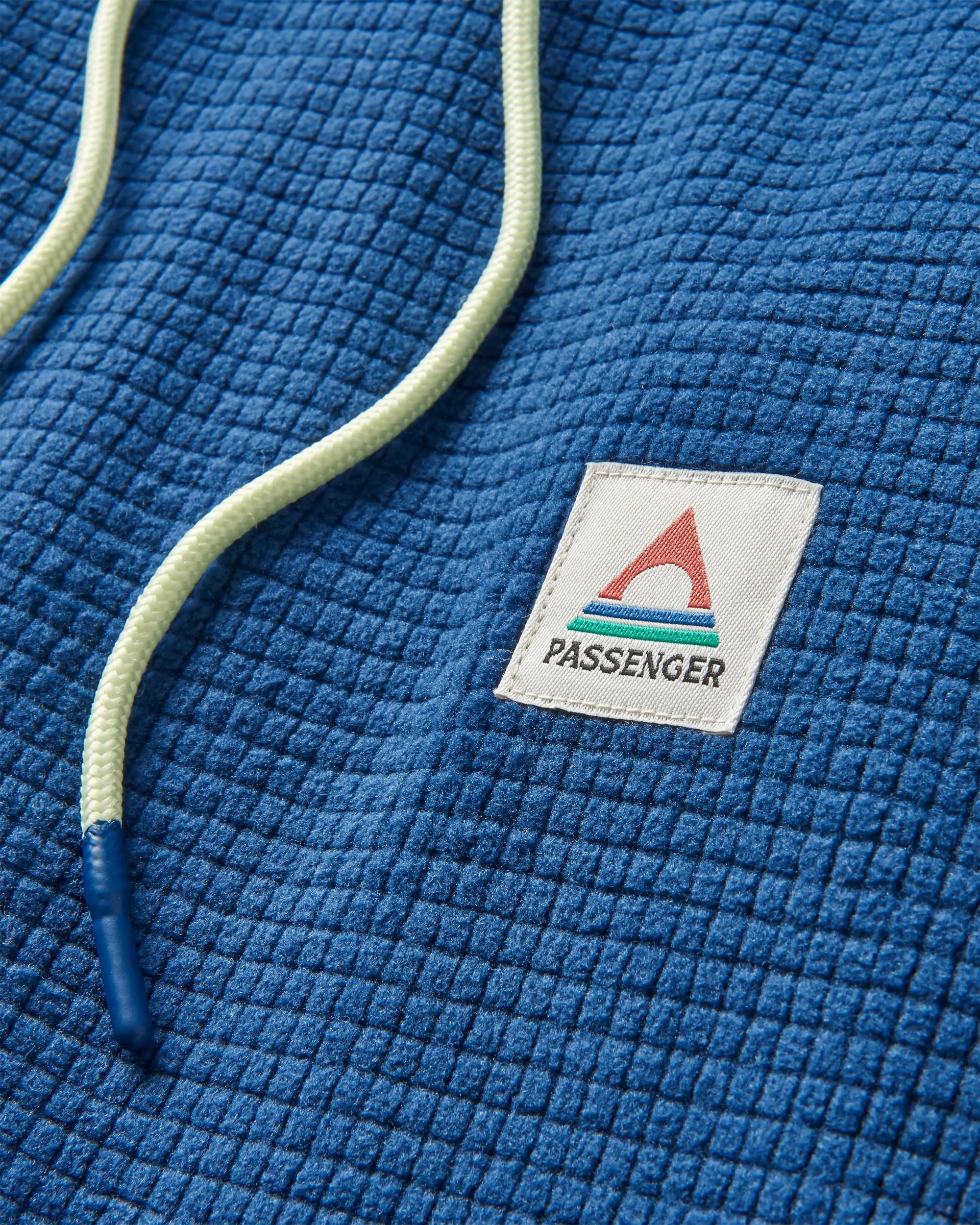 Point Recycled Grid Polar Fleece Hoodie - Dark Denim - Flatlay