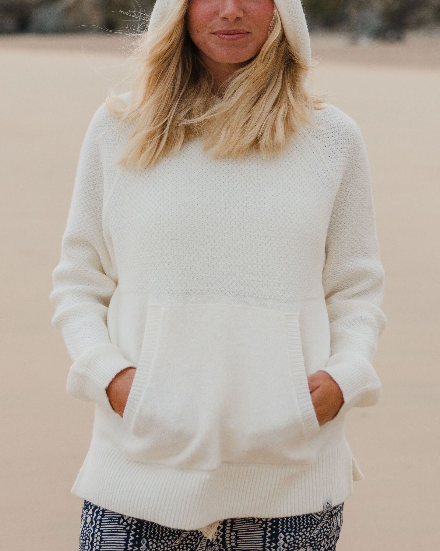Cove Organic Cotton Knitted Hoodie - Off White - Lifestyle