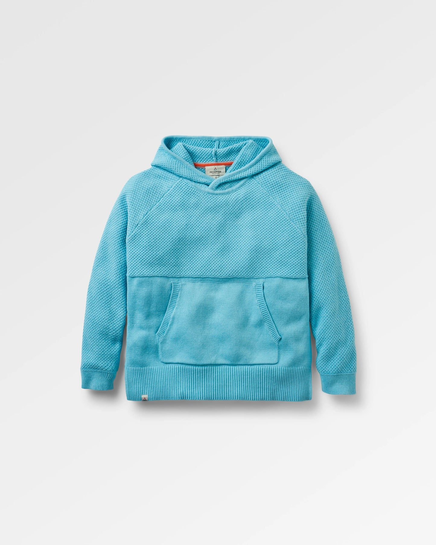Cove Organic Cotton Knitted Hoodie - Retro Blue - Flatlay