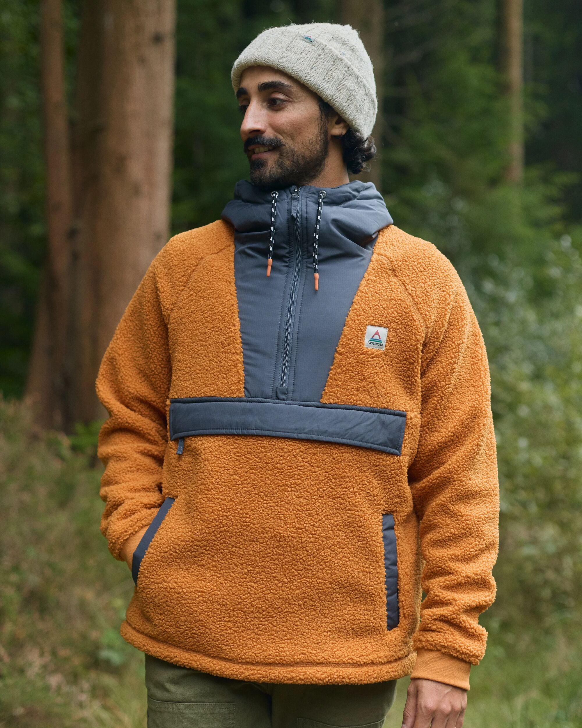 Woodland Recycled Polar-lined Sherpa Fleece - Retro Orange - Lifestyle