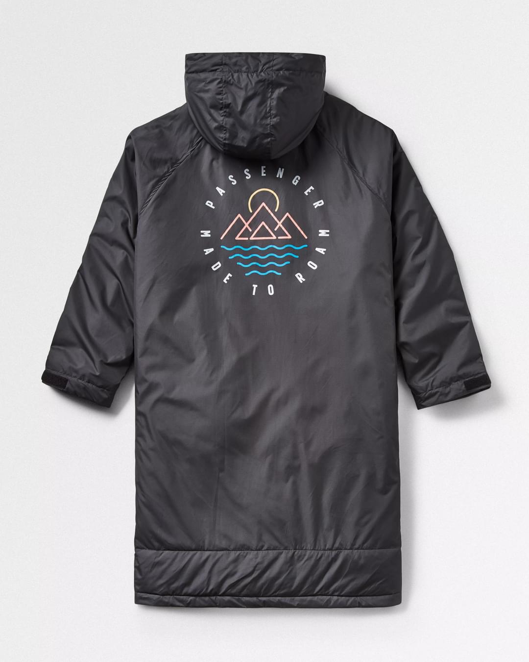 Escapism Recycled Towel Lined Changing Robe - Black - Flatlay