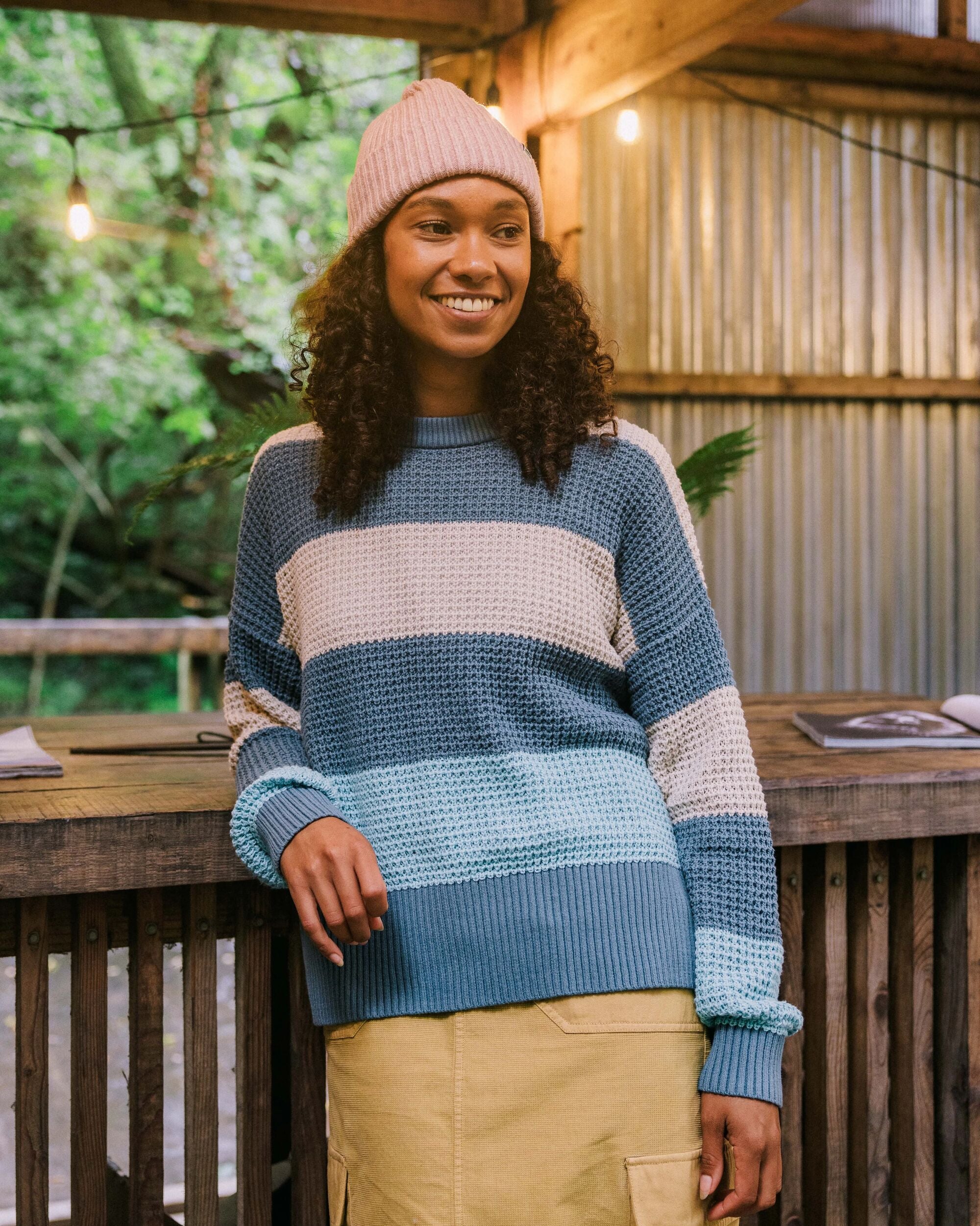 Reflection Stripey Jumper - Stormy Blue/Retro Blue - Lifestyle