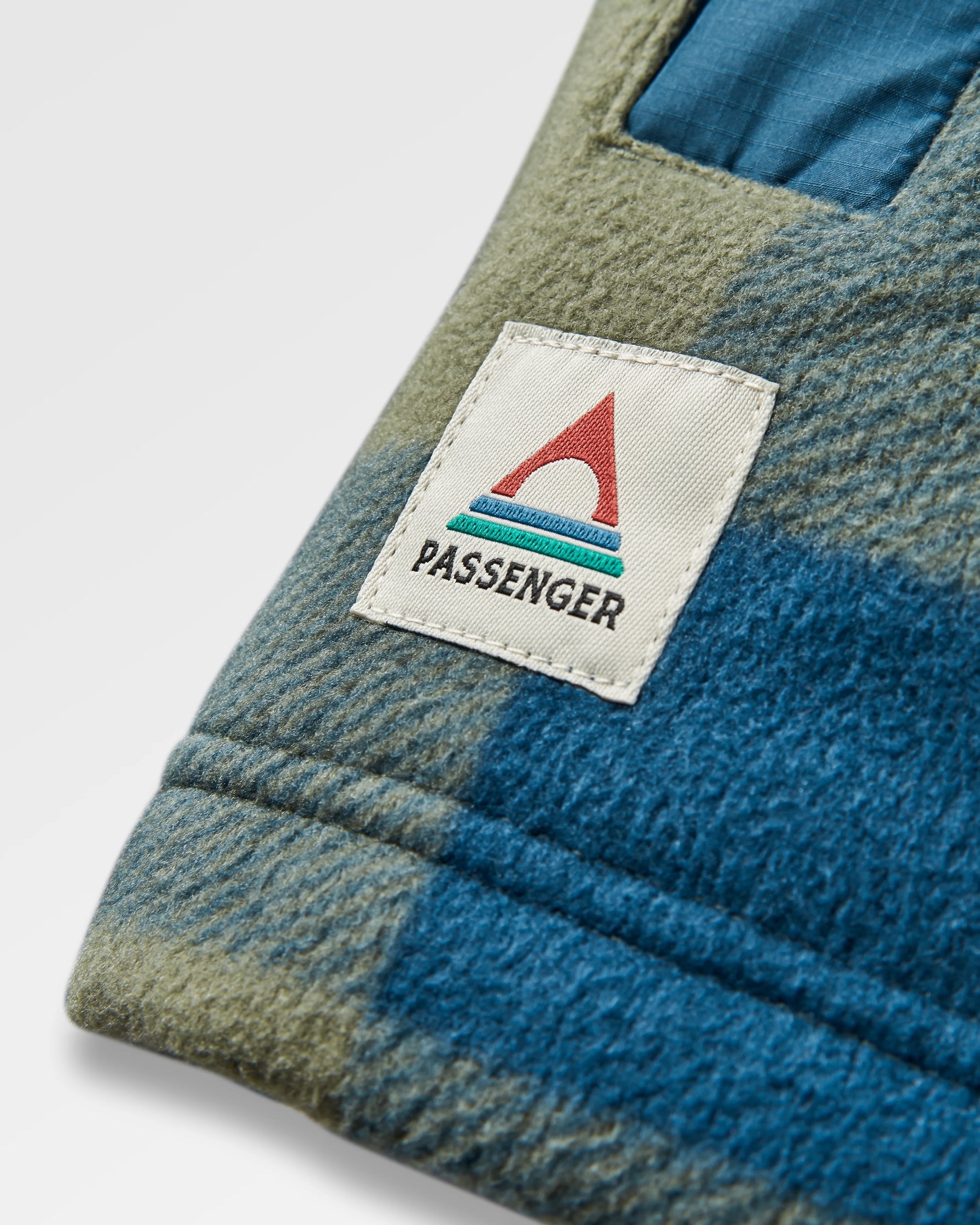 Firelight Sherpa Lined Overshirt - Dusty Olive/Dark Denim Check - Flatlay