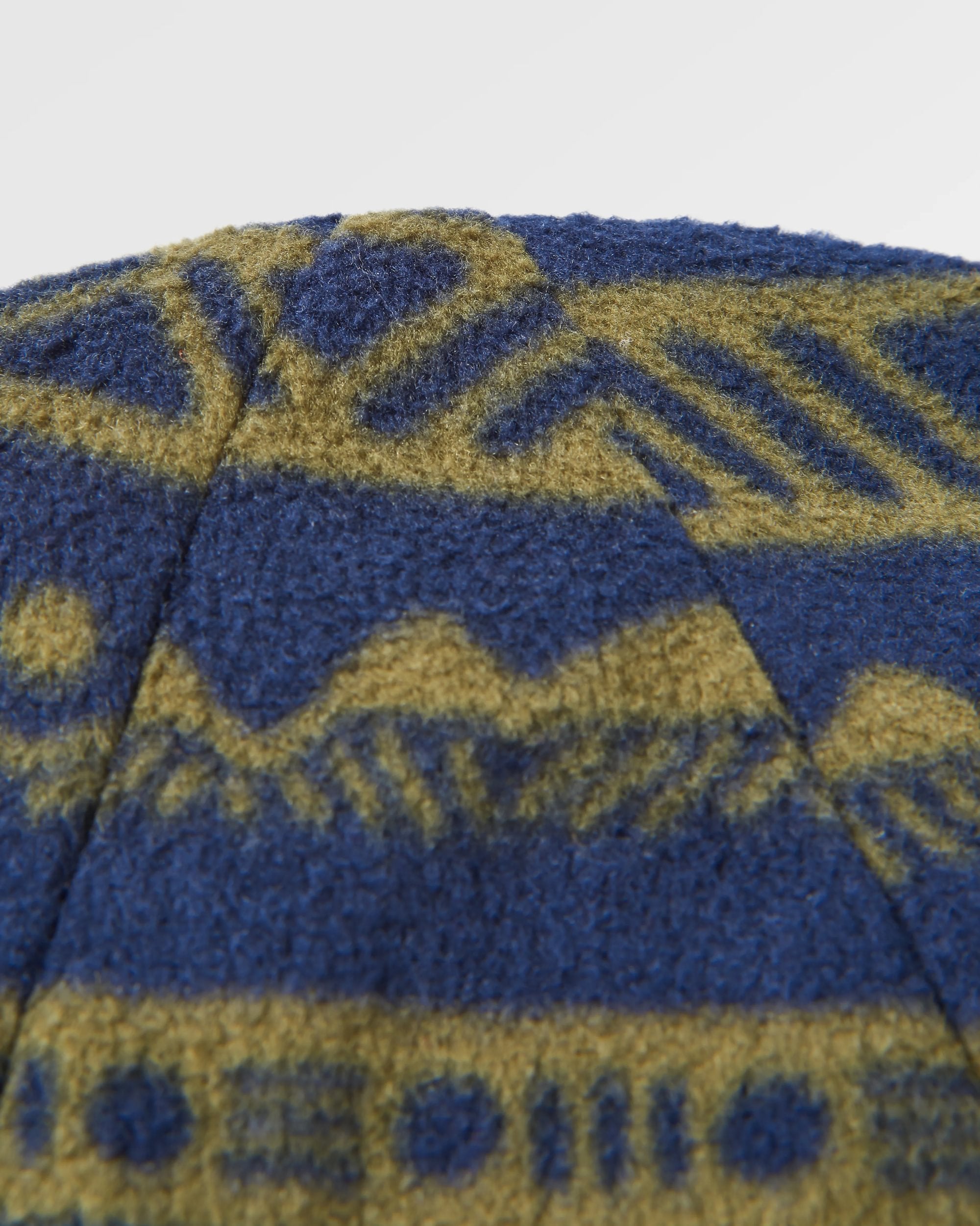 Set Off Recycled Polar Fleece Beanie - Mountain Geo Khaki/Rich Navy - Flatlay