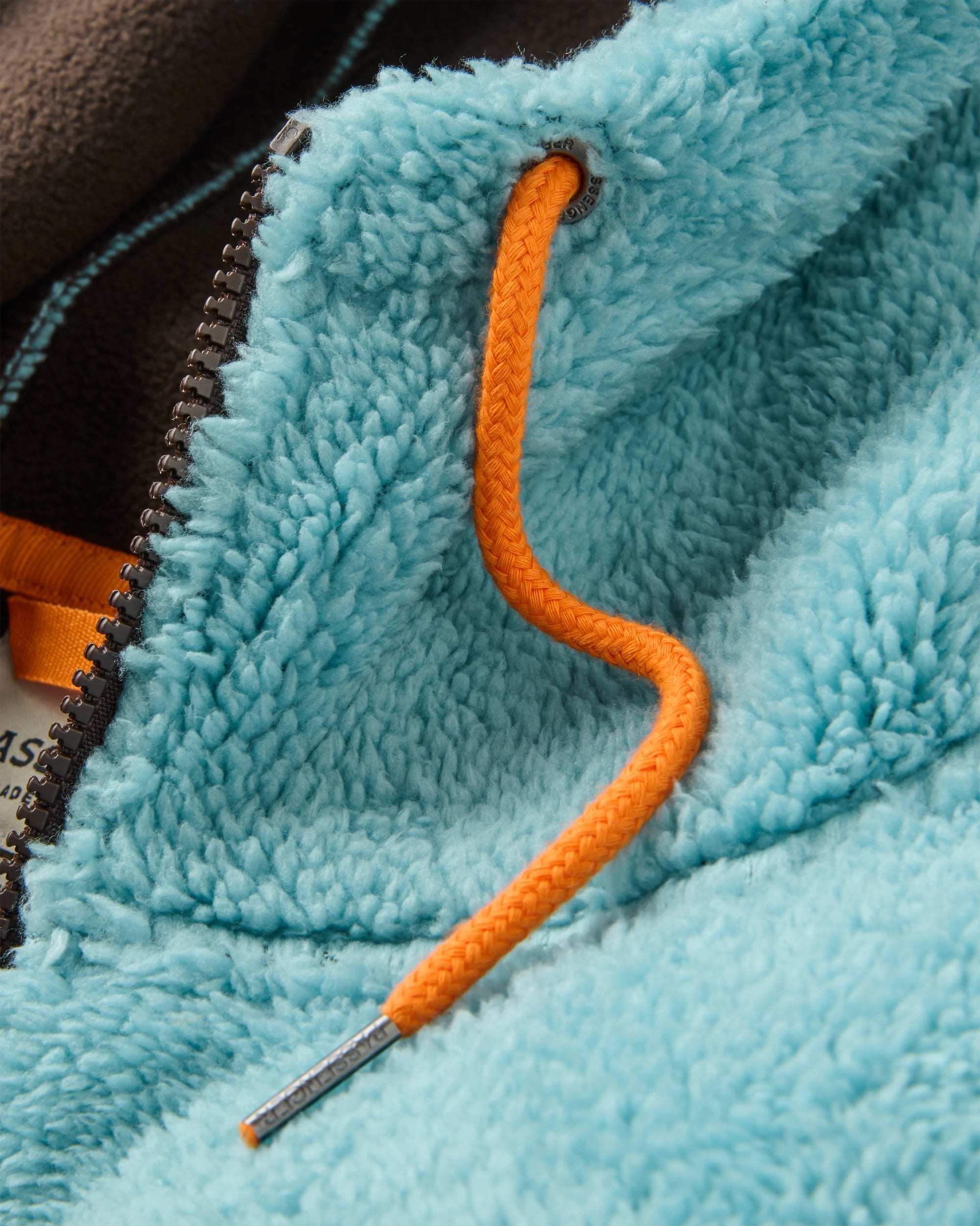 Nestling Sherpa Hooded Fleece - Retro Blue/Espresso - Flatlay