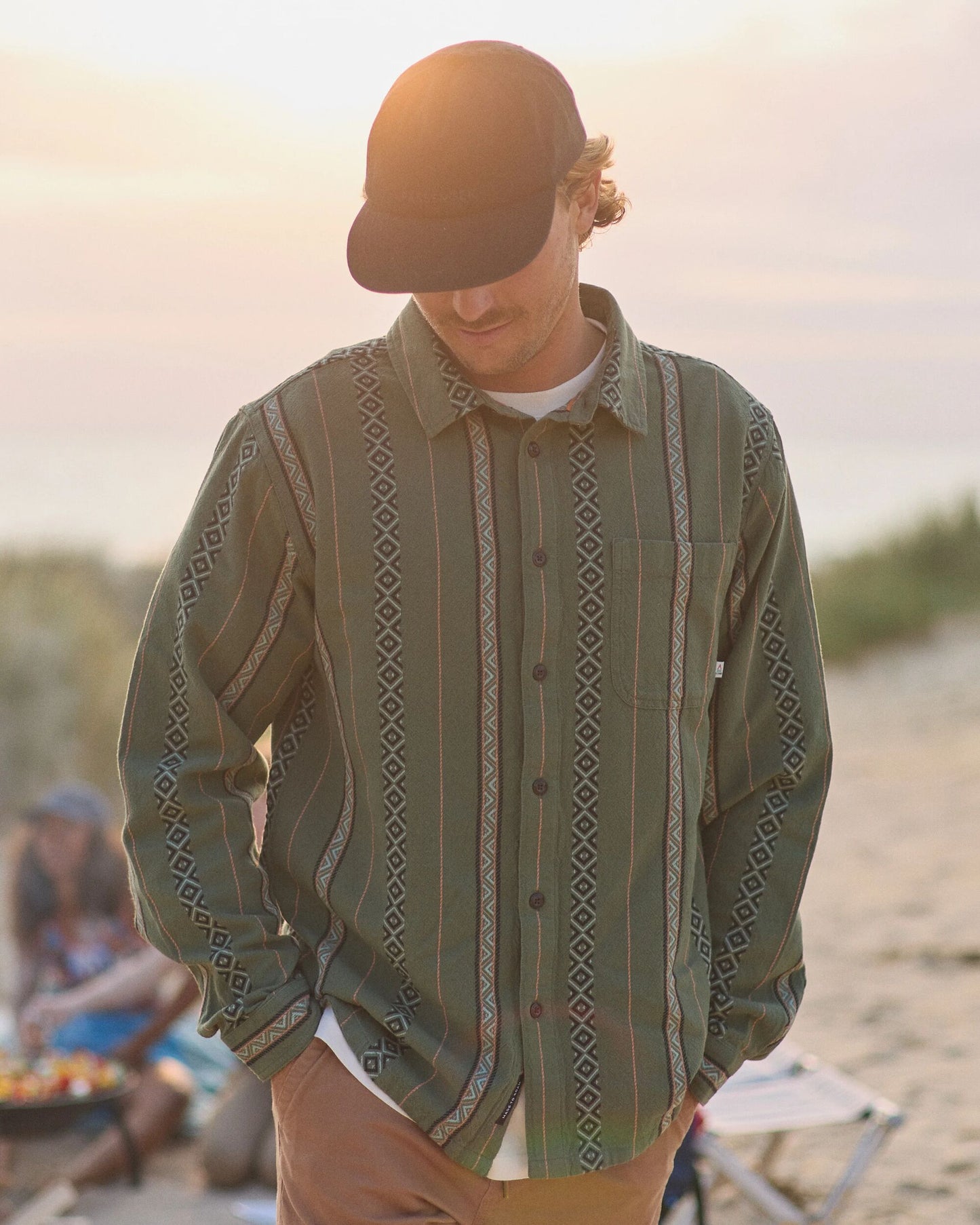 Voyage Jacquard Shirt - Wild Green Stripe - Lifestyle