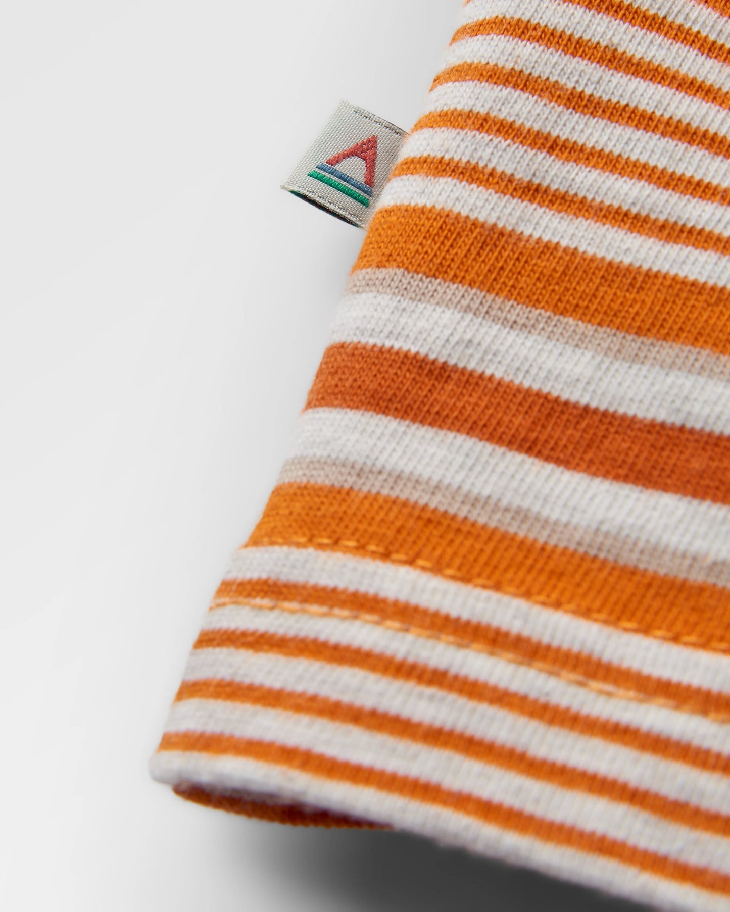 Retro Recycled Cotton Relaxed Fit T-Shirt - Sunrise Orange Stripe - Flatlay