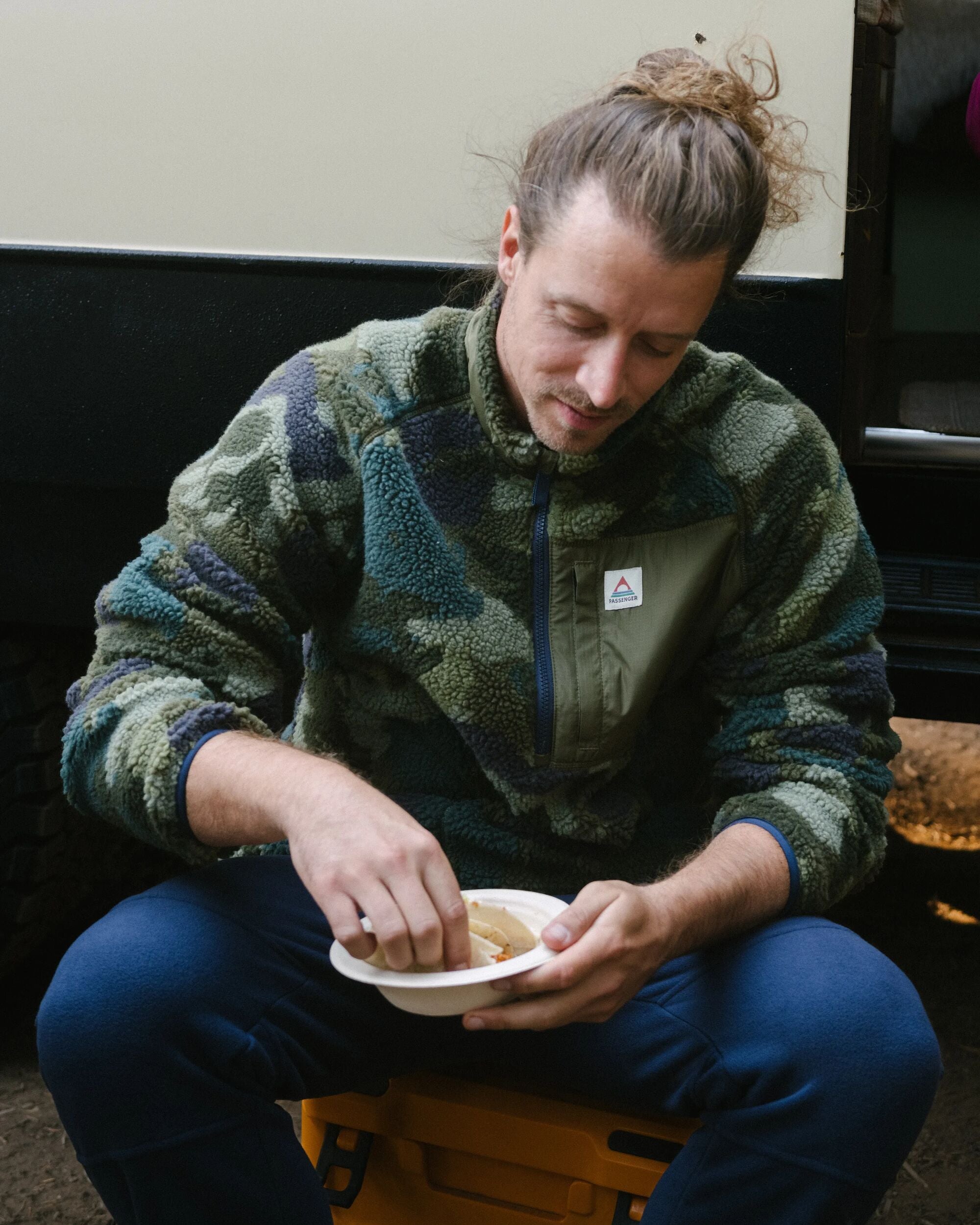 Offroad Recycled Sherpa 1/2 Zip Fleece - Alpine Camo Khaki - Lifestyle