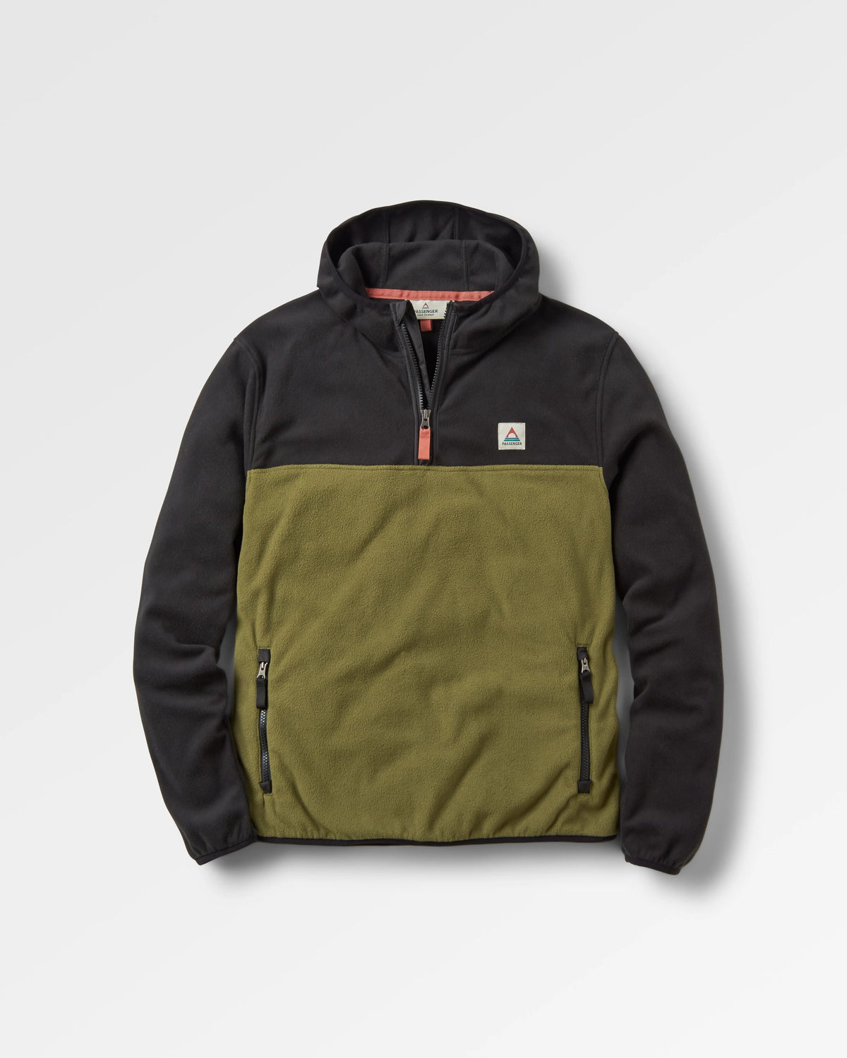 Set Off Polar Hooded Fleece - Black/Khaki - Flatlay