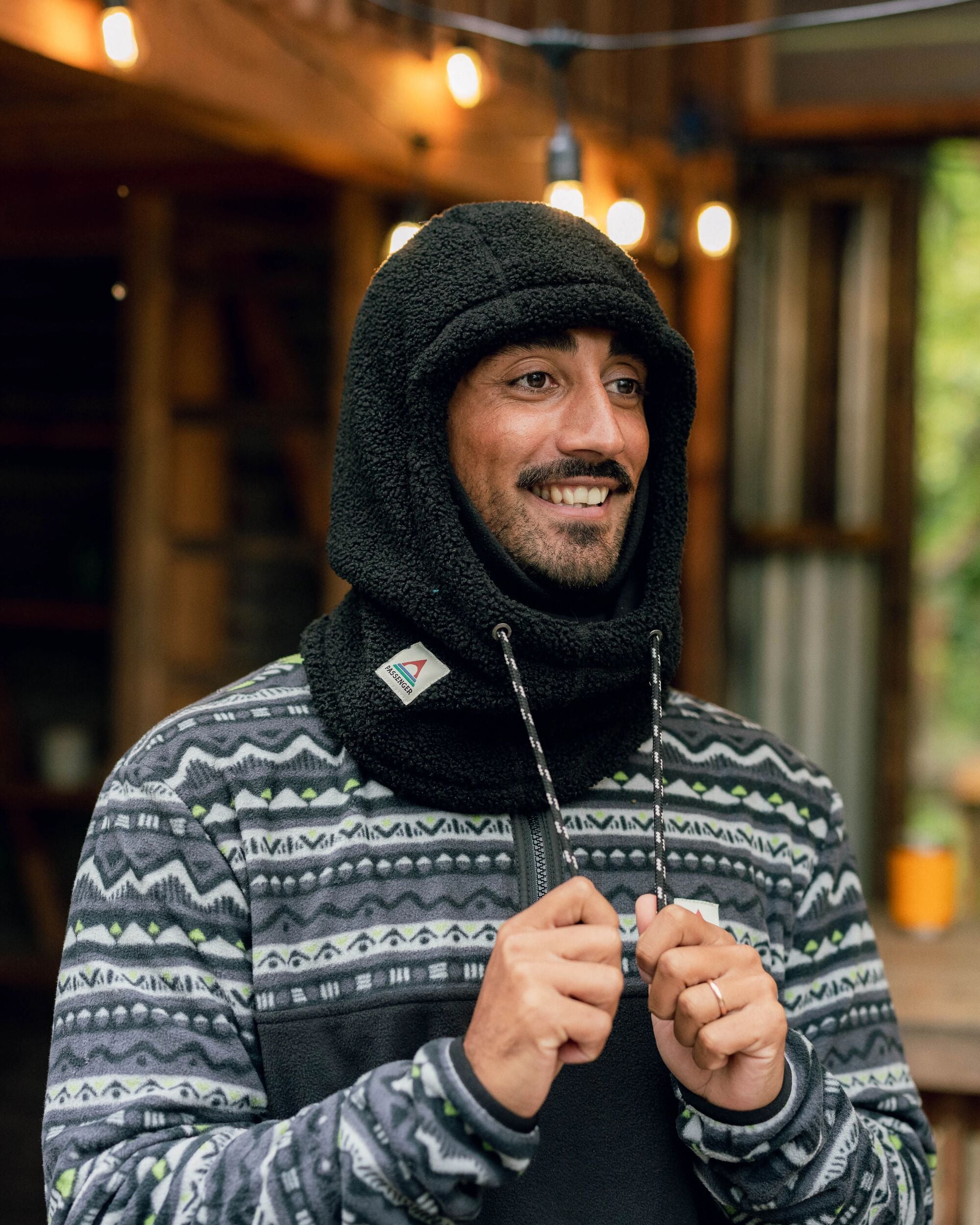 Snowdrift Recycled Fleece Hood - Black - Lifestyle - Male