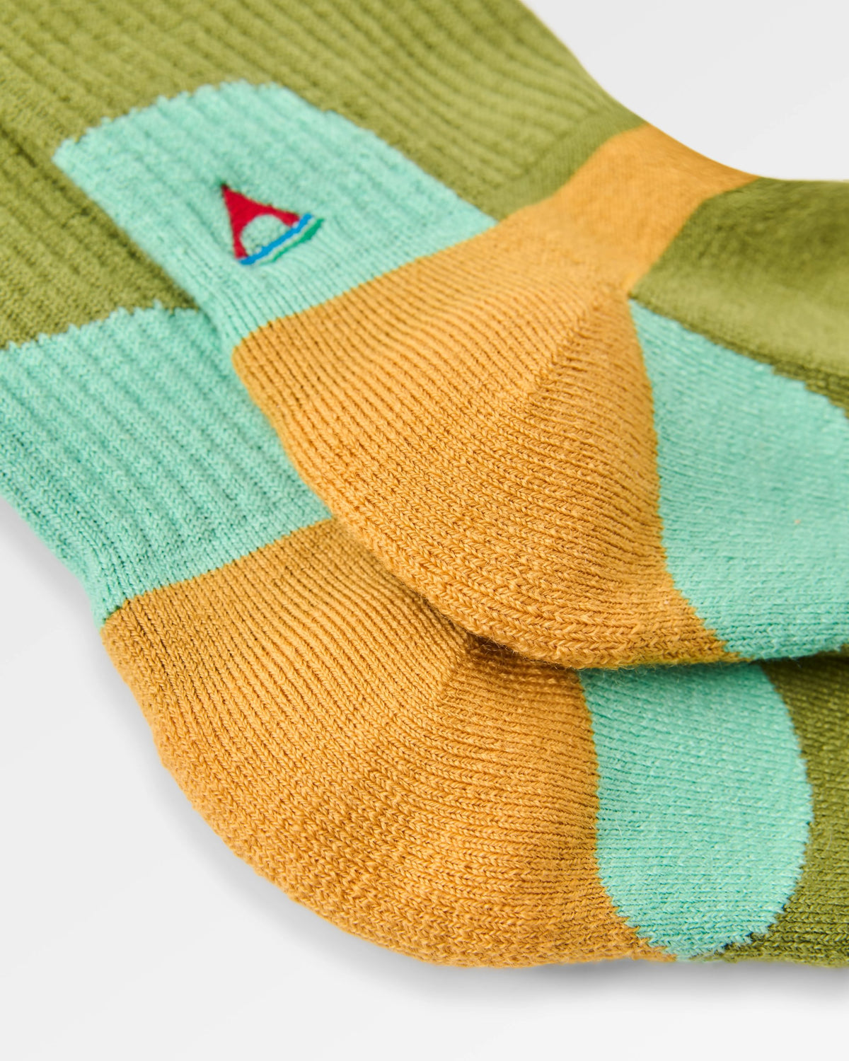 Yukon Merino Active Crew Sock - Tea Green - Flatlay
