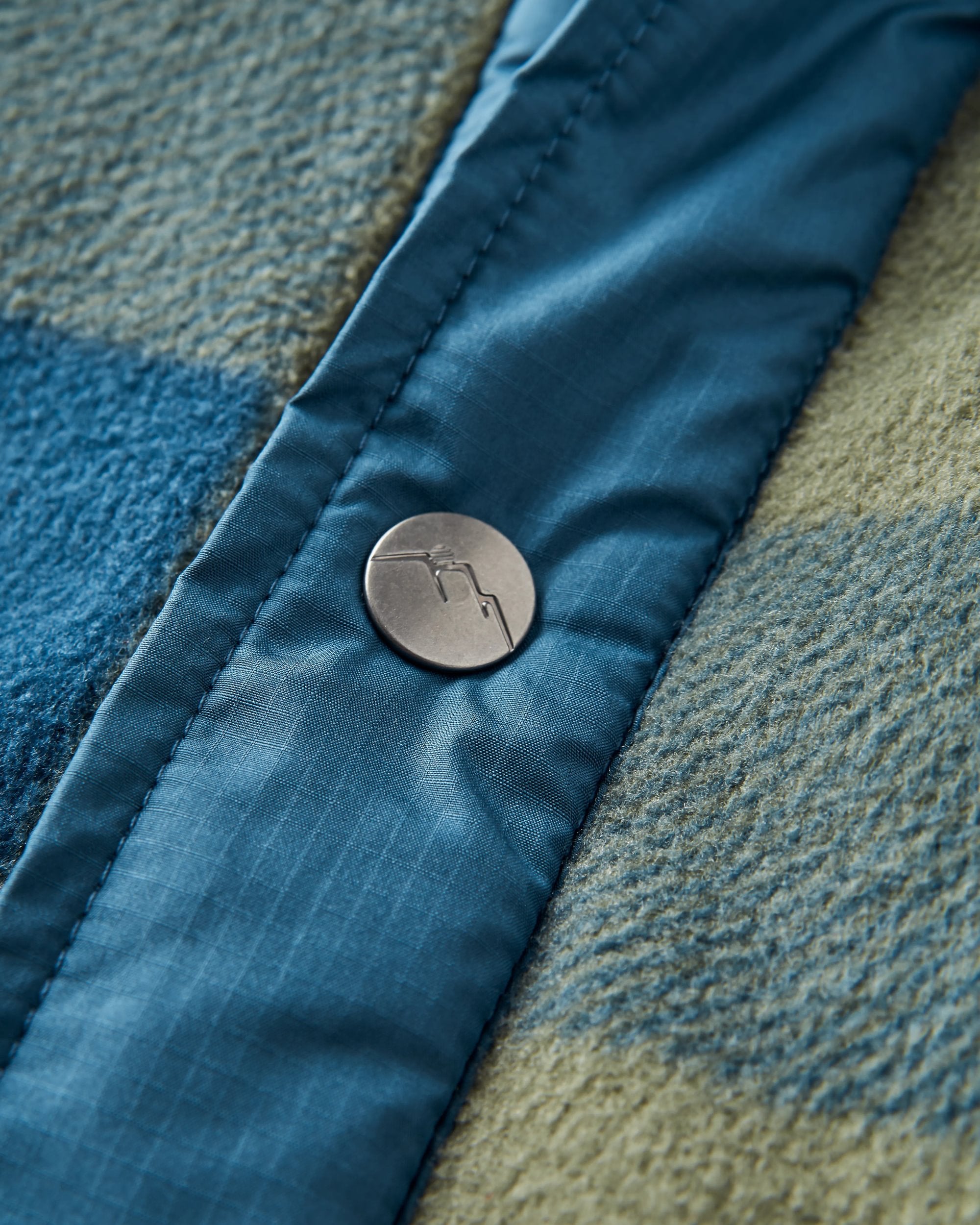 Firelight Sherpa Lined Overshirt - Dusty Olive/Dark Denim Check - Flatlay