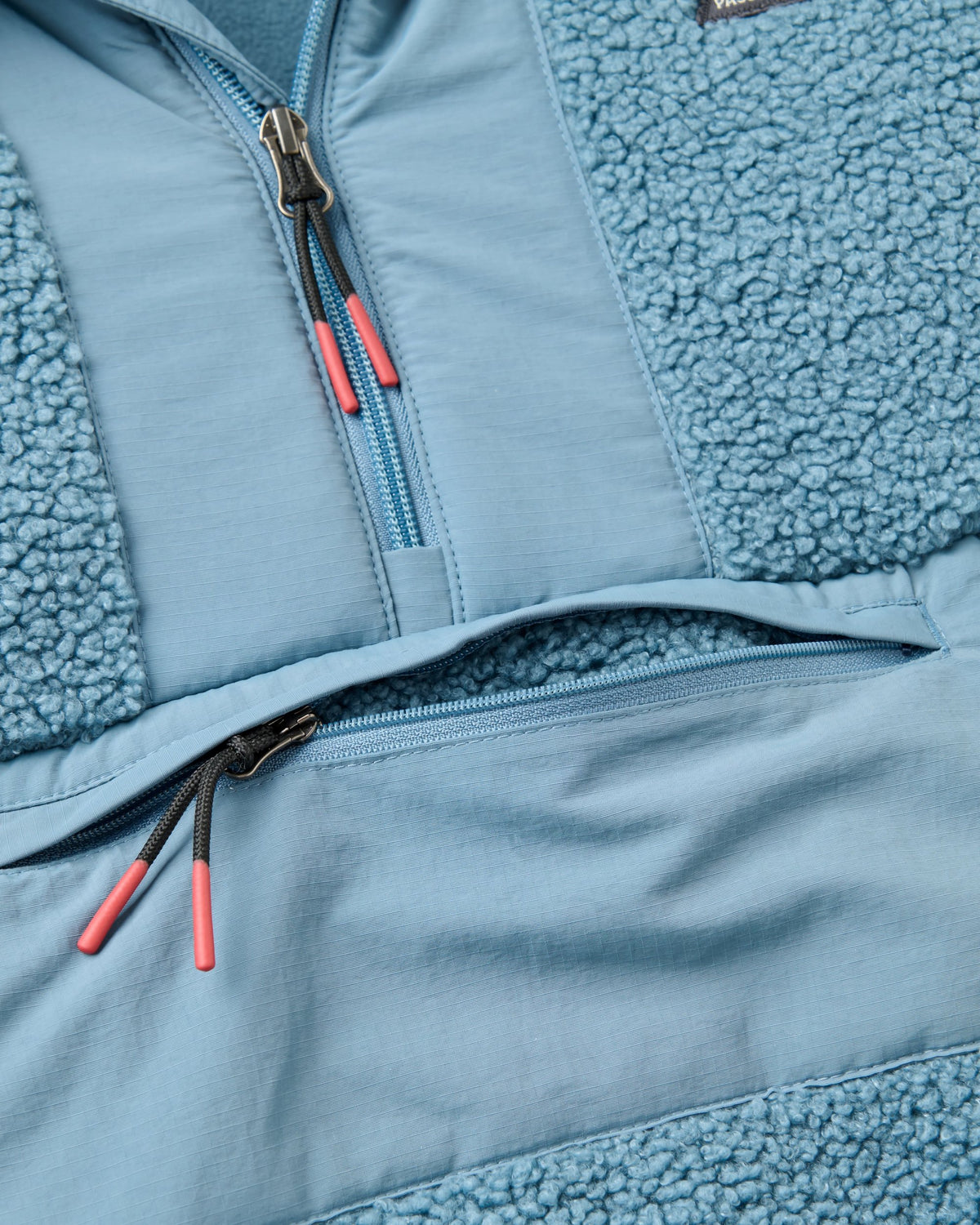 Woodland 1/2 Zip Sherpa Fleece - Stormy Blue - Flatlay