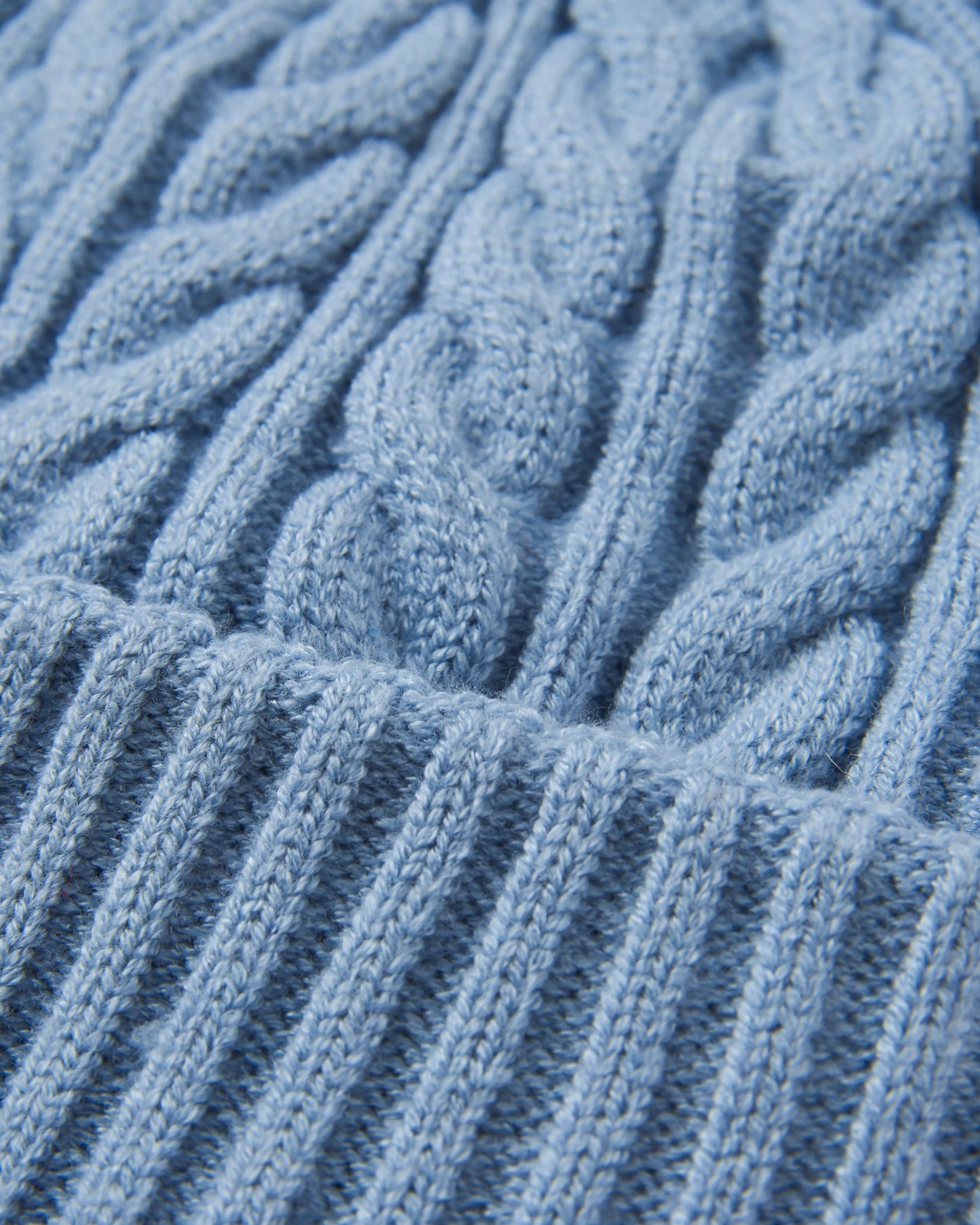 Fireside Recycled Cable Knit Beanie - Faded Denim - Flatlay