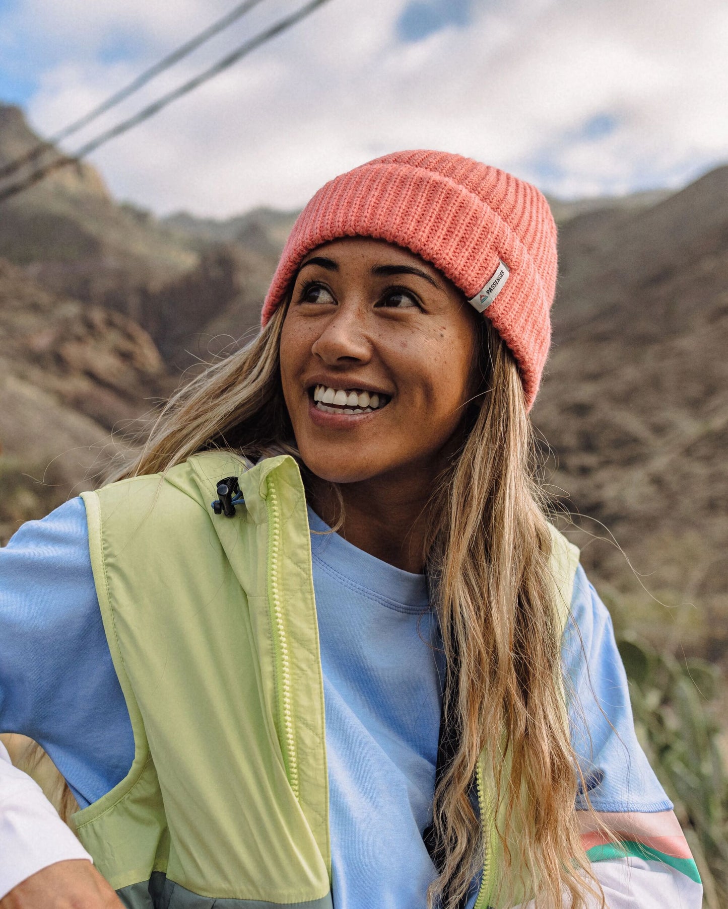 Womens_Compass Recycled Beanie - Shell Pink