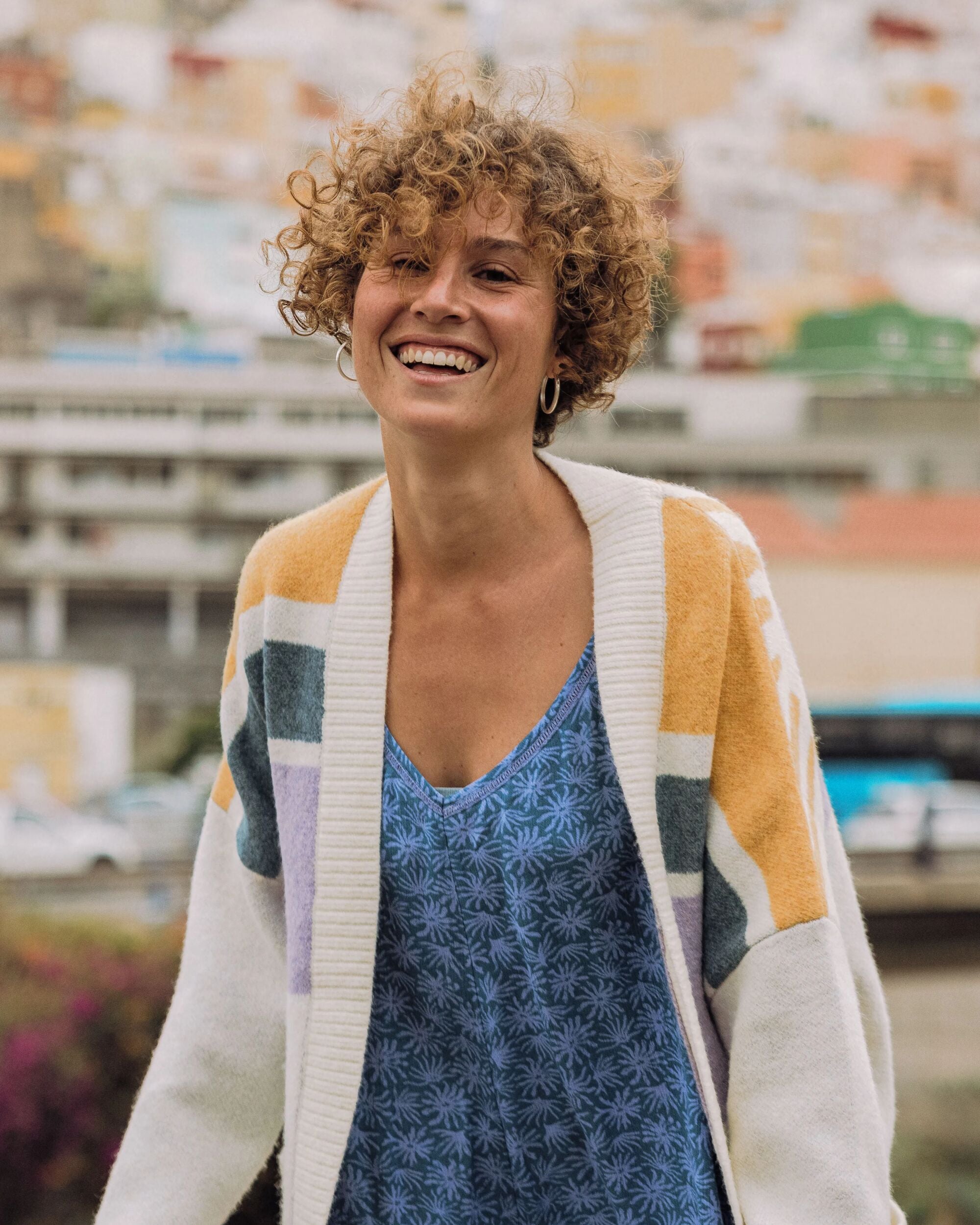 Sunsets Recycled Knitted Cardigan - Marshmallow - Lifestyle