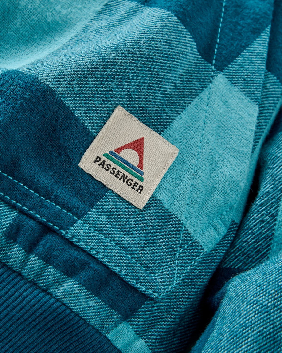 On The Go Insulated Bomber Jacket - Retro Blue Check - Flatlay