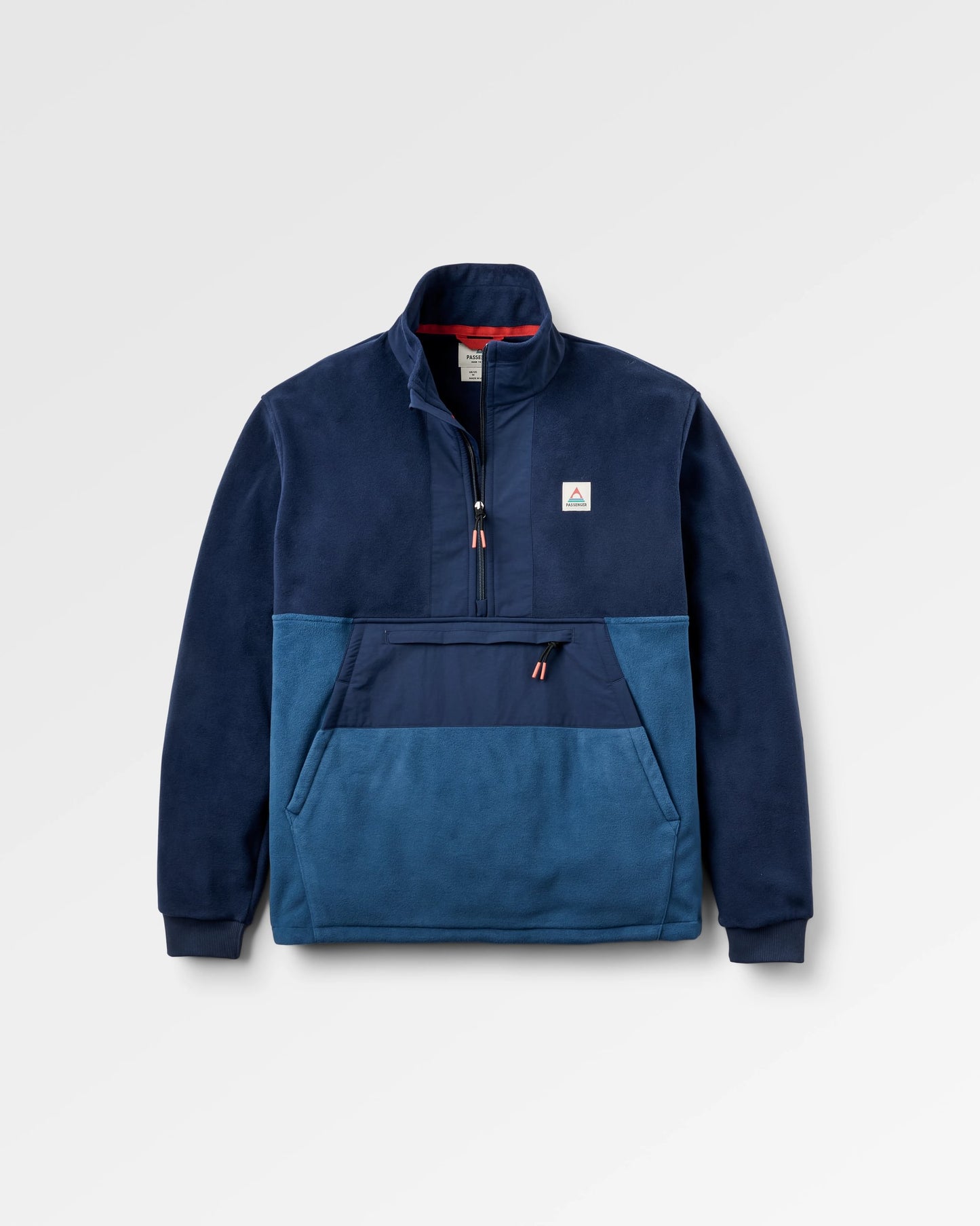 Woodland Hoodless 1/2 Zip Recycled Polartec® Fleece - Rich Navy/Dark Denim - Flatlay