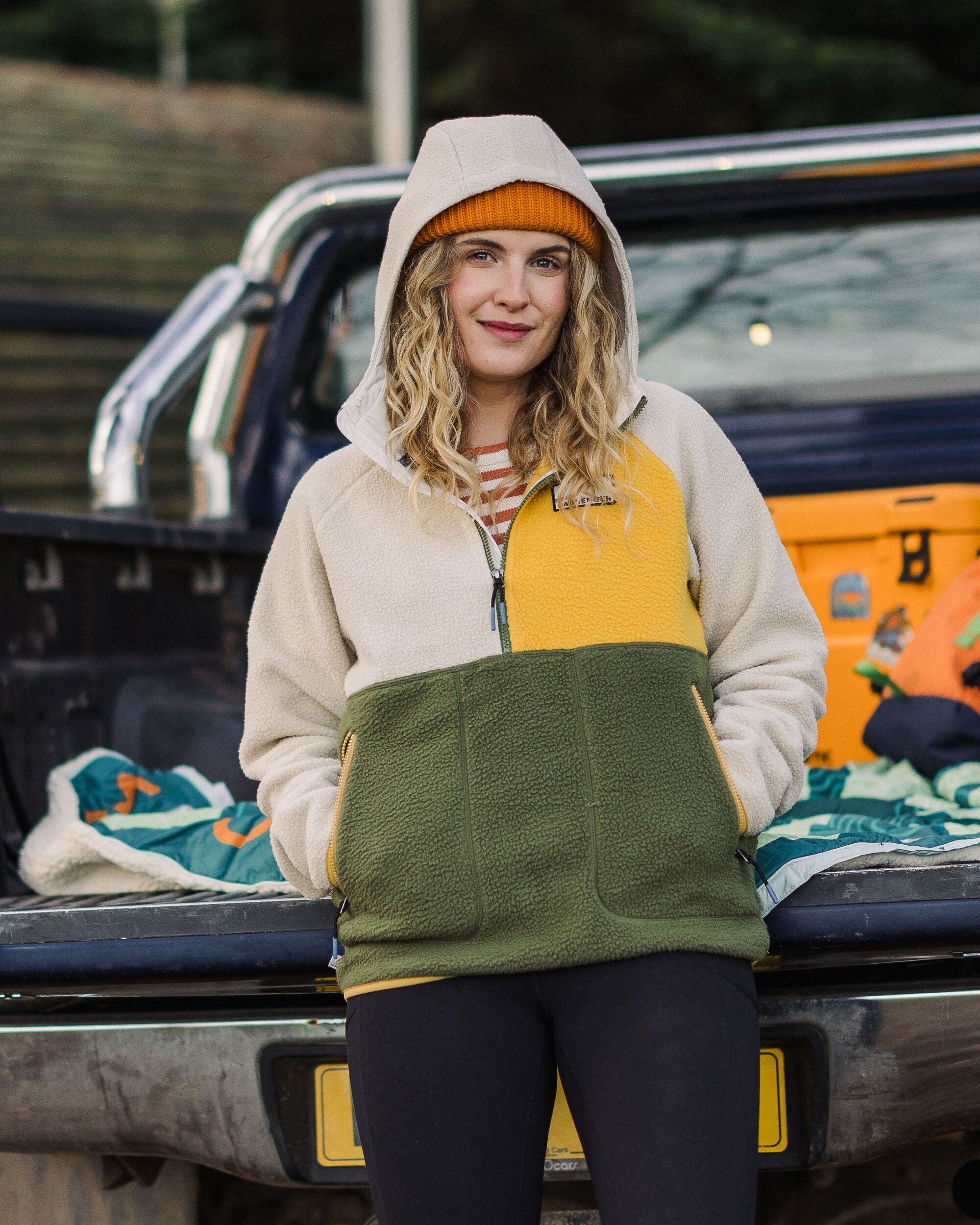 Maine 1/2 Zip Recycled Sherpa Fleece - Khaki - Lifestyle