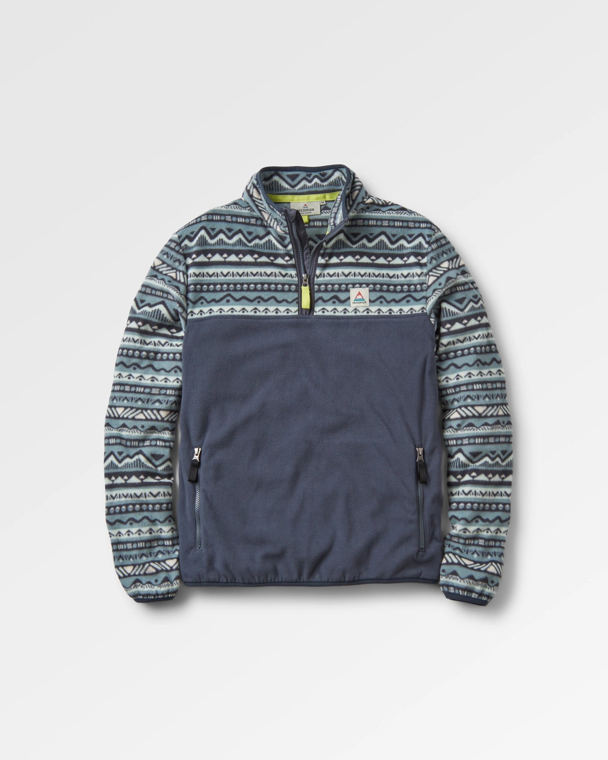 Set Off Recycled Polar Fleece - Mountain Geo Stormy Sea - Flatlay