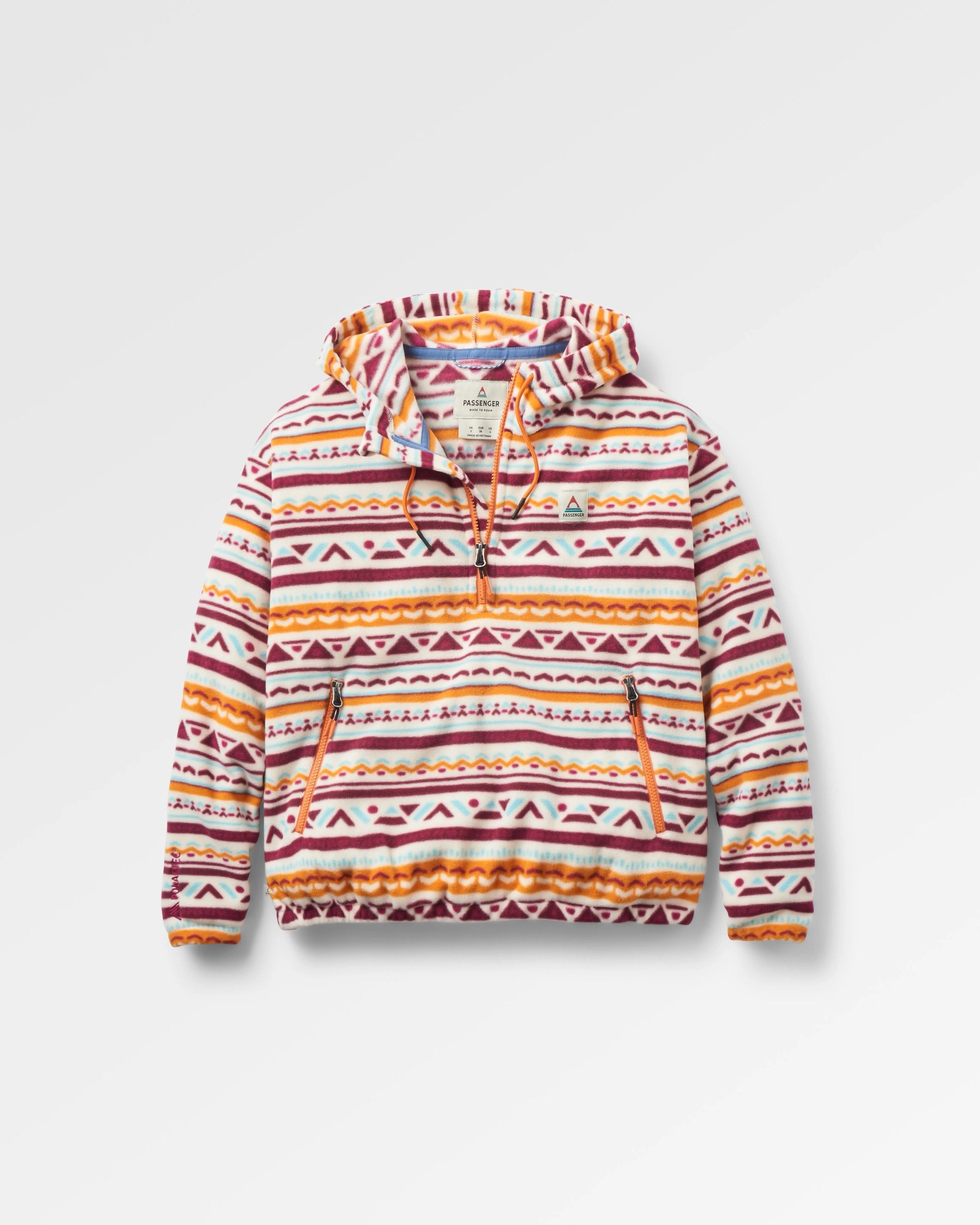 Ayla Micro Polartec® Hooded Fleece - Geo Tracks Birch - Flatlay