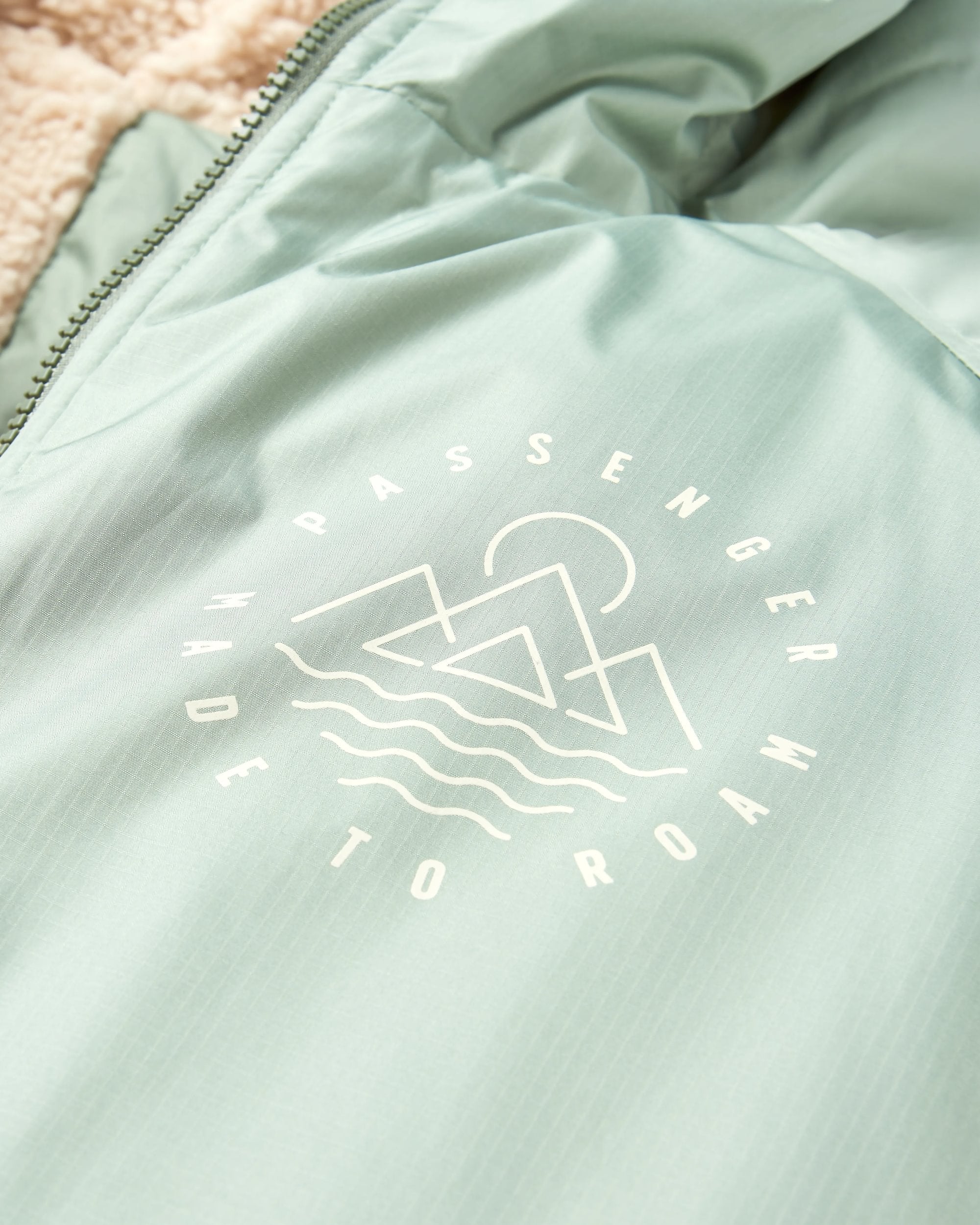 Escapism Recycled Sherpa Lined Changing Robe - Pistachio - Flatlay