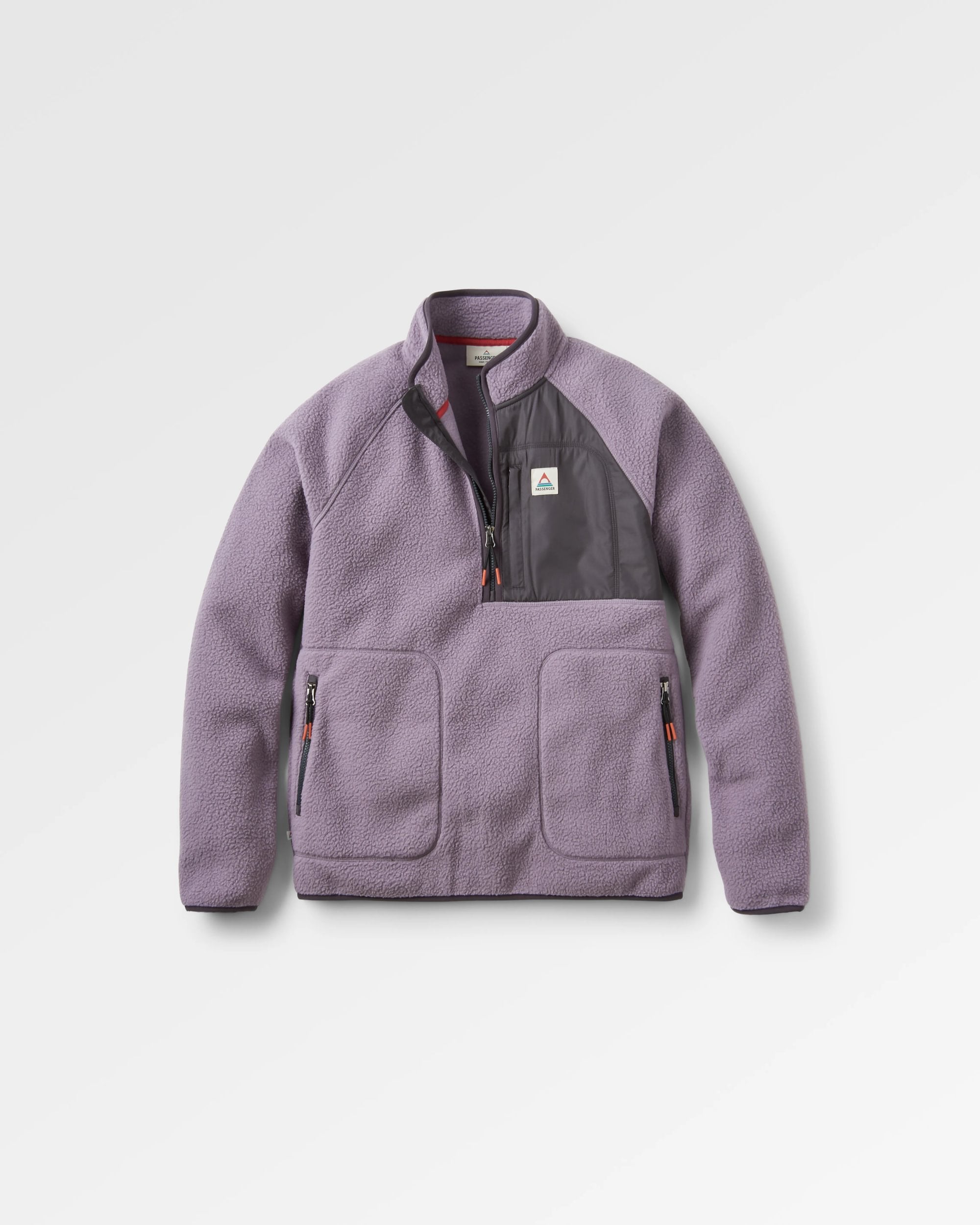 Offgrid 1/2 Zip Recycled Sherpa Fleece - Dusty Lilac - Flatlay