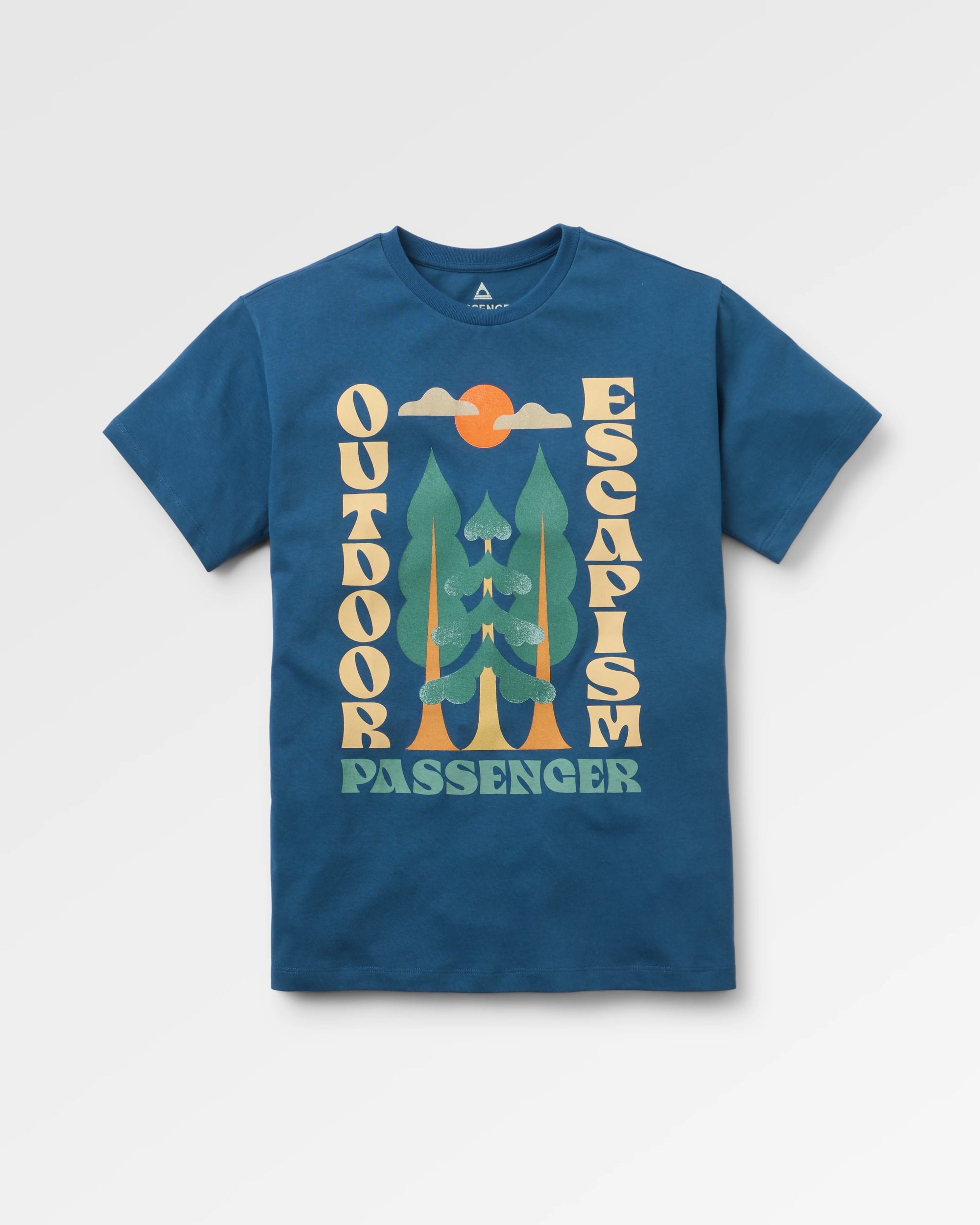 Tall Pines Women's Recycled Cotton T-shirt - Dark Denim - Flatlay