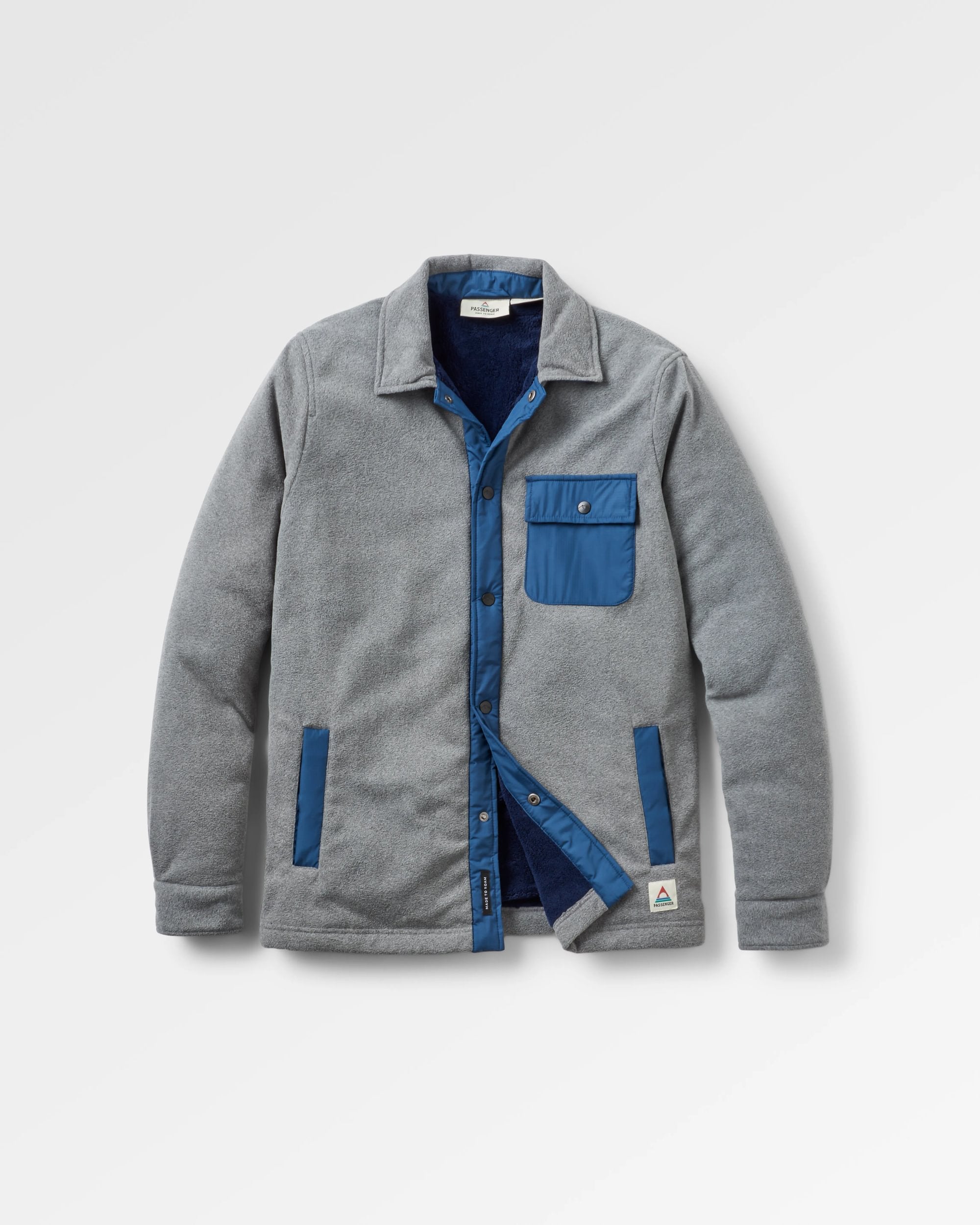 Firelight Sherpa Lined Overshirt - Grey Marl - Flatlay