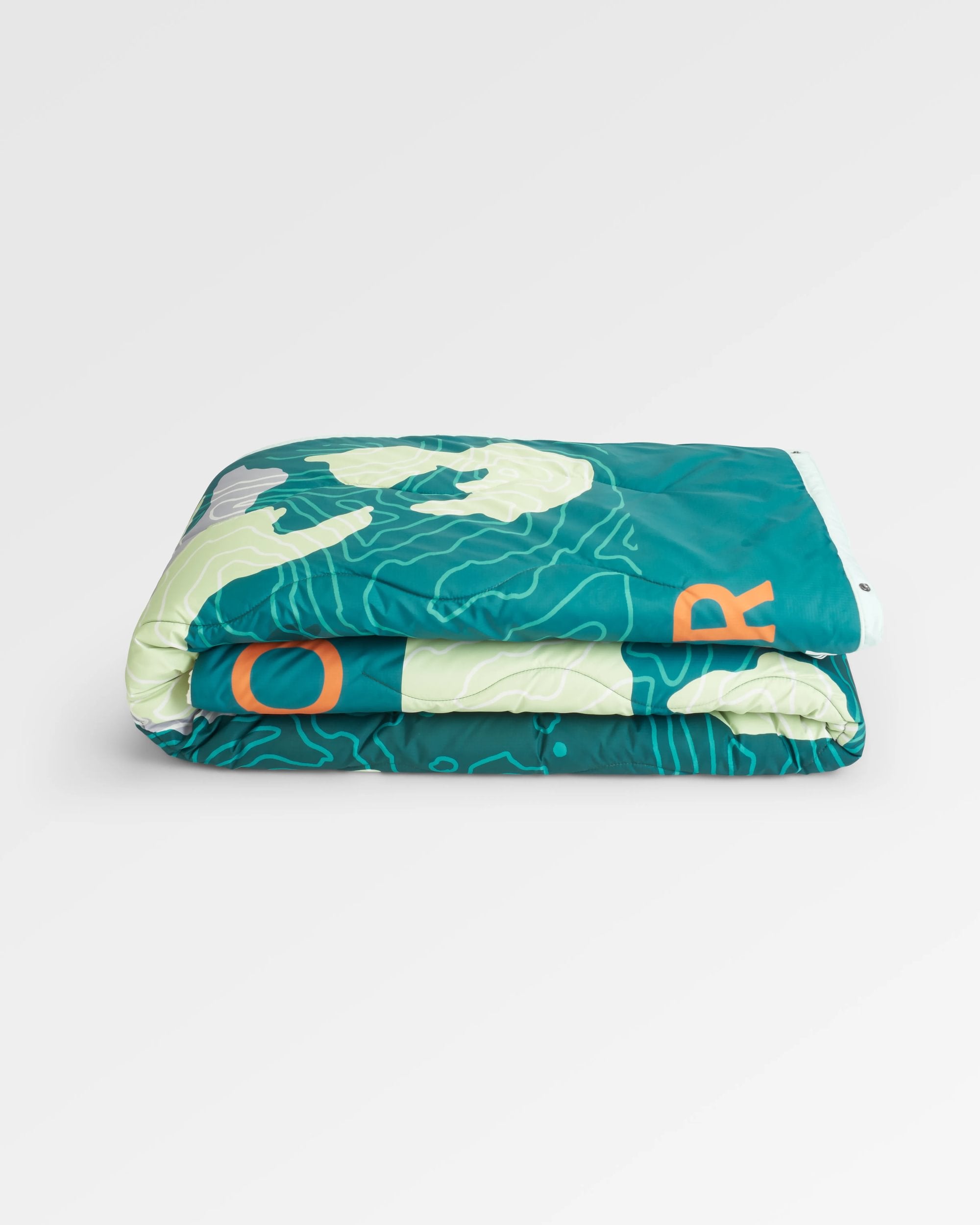 Cabin Recycled Sherpa Blanket - Abstract Mountain Green - Flatlay