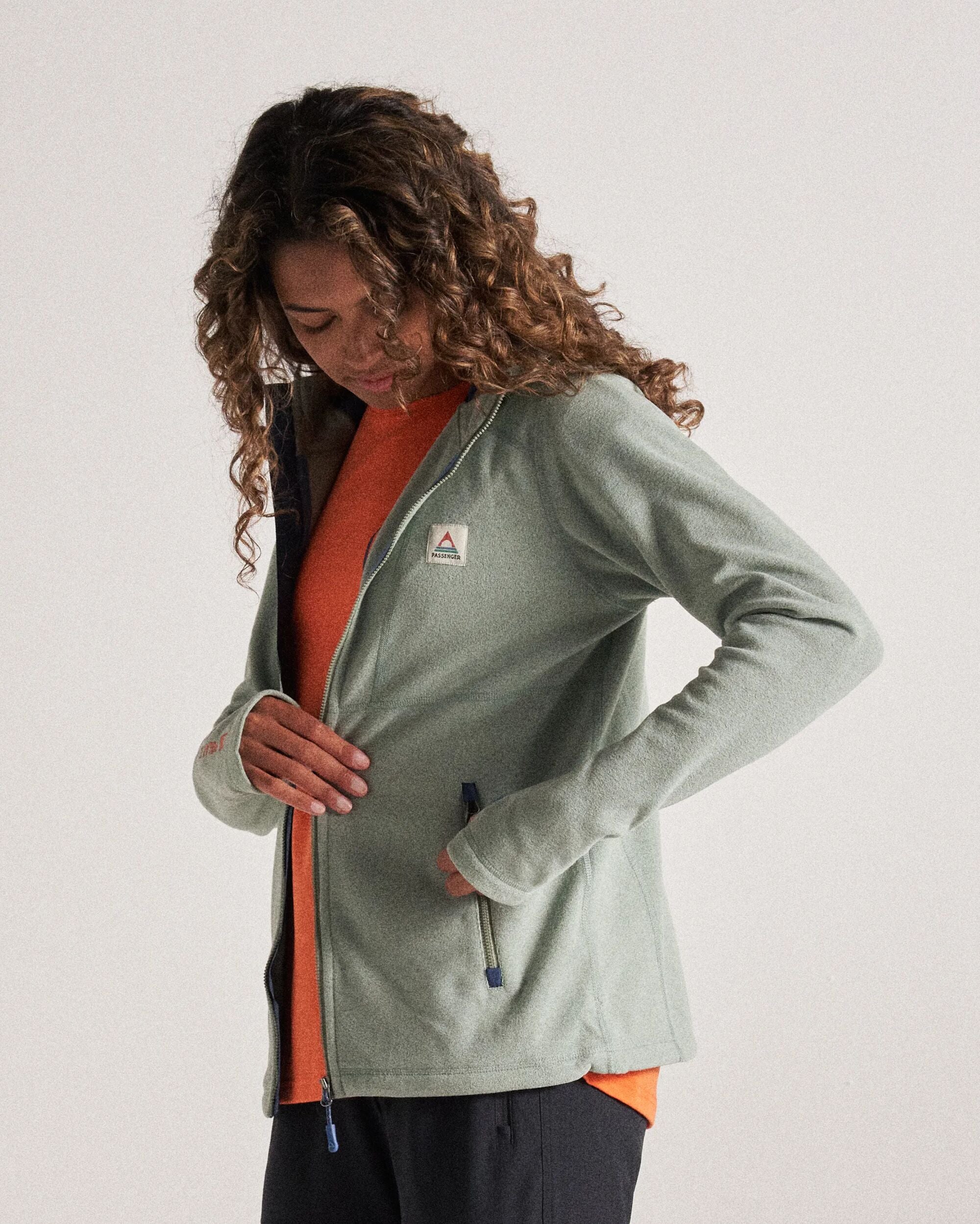 Crest Recycled Polartec® Fleece Hoodie - Pistachio - Studio Model