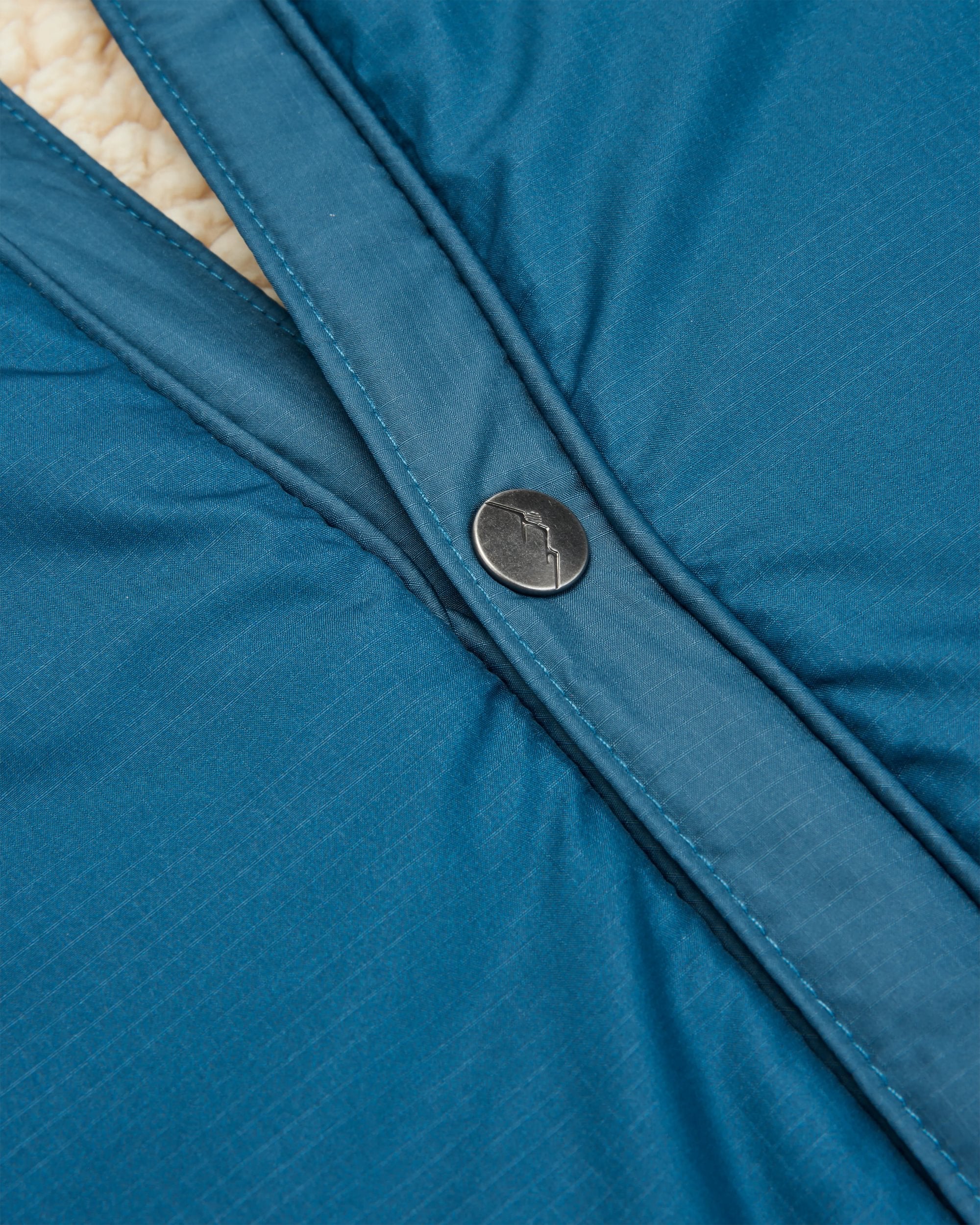 Cabin Recycled Sherpa Blanket - Dark Denim - Flatlay