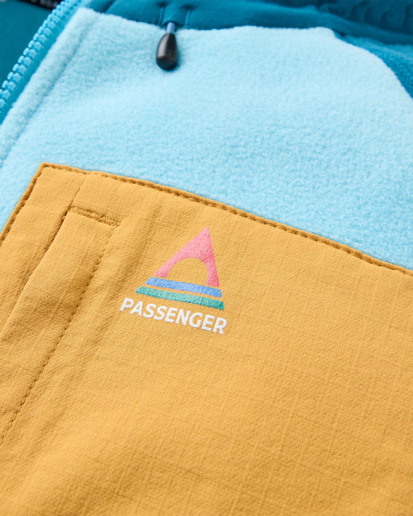 Sierrascape Women's Recycled Polartec® Fleece Hoodie - Retro Blue/Tidal Blue - Flatlay