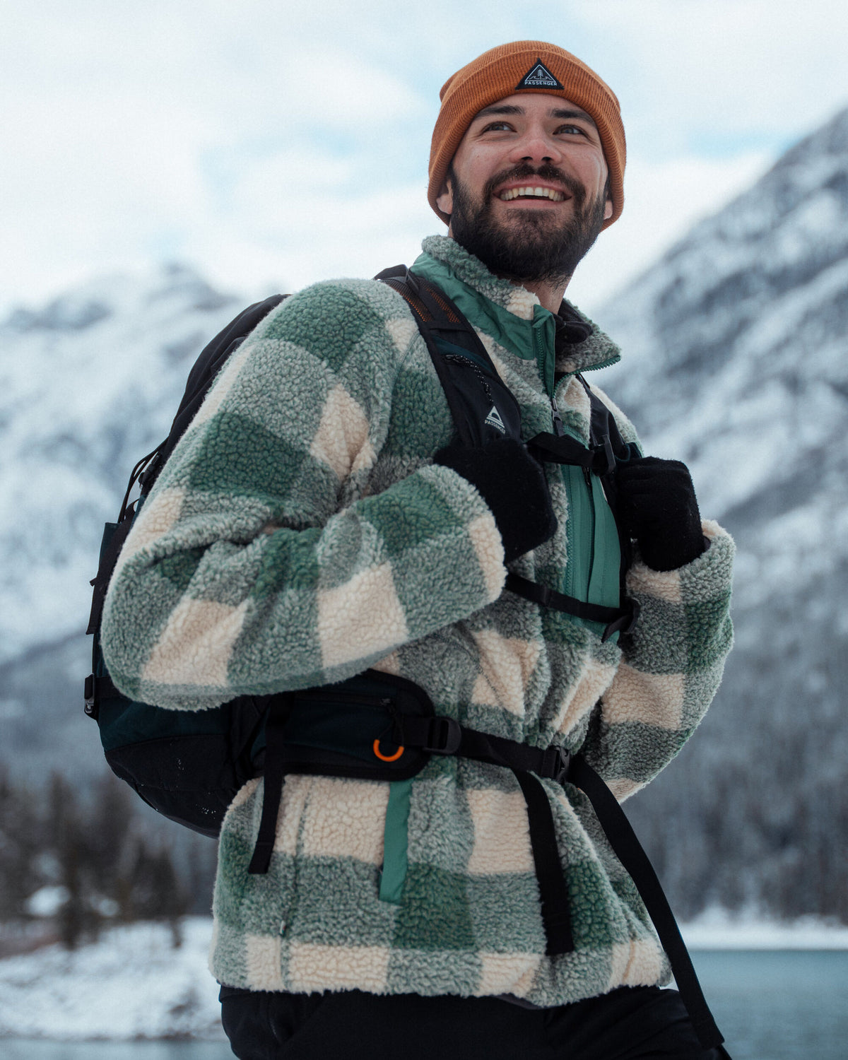Offroad Sherpa 1/2 Zip Fleece - Dark Forest Check - IGC