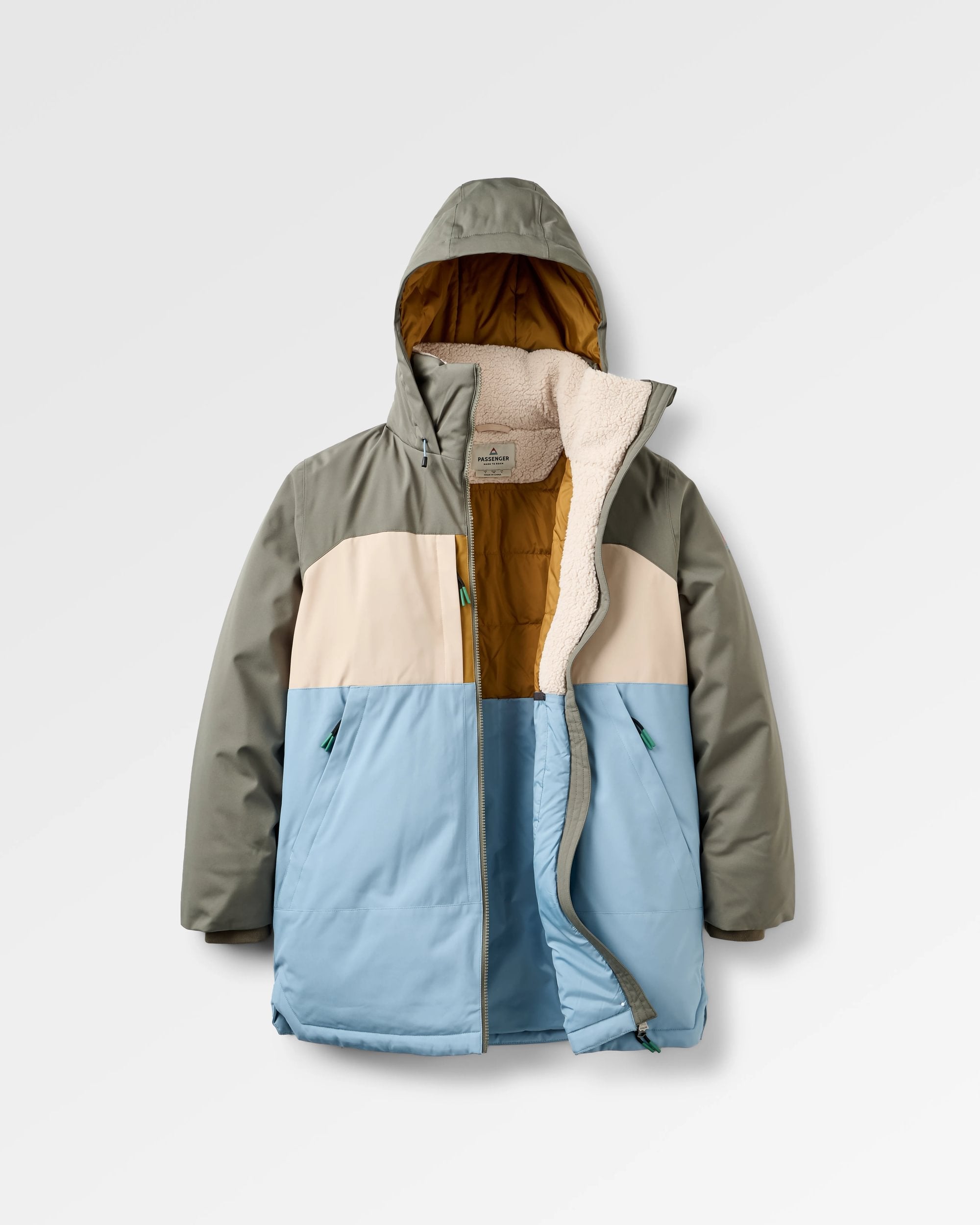 Lumi Colour Block Parka - Faded Denim - Flatlay